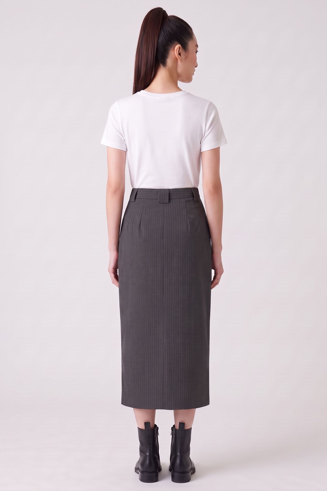 RUTH PENCIL SKIRT DARK GREY STRIPE 4