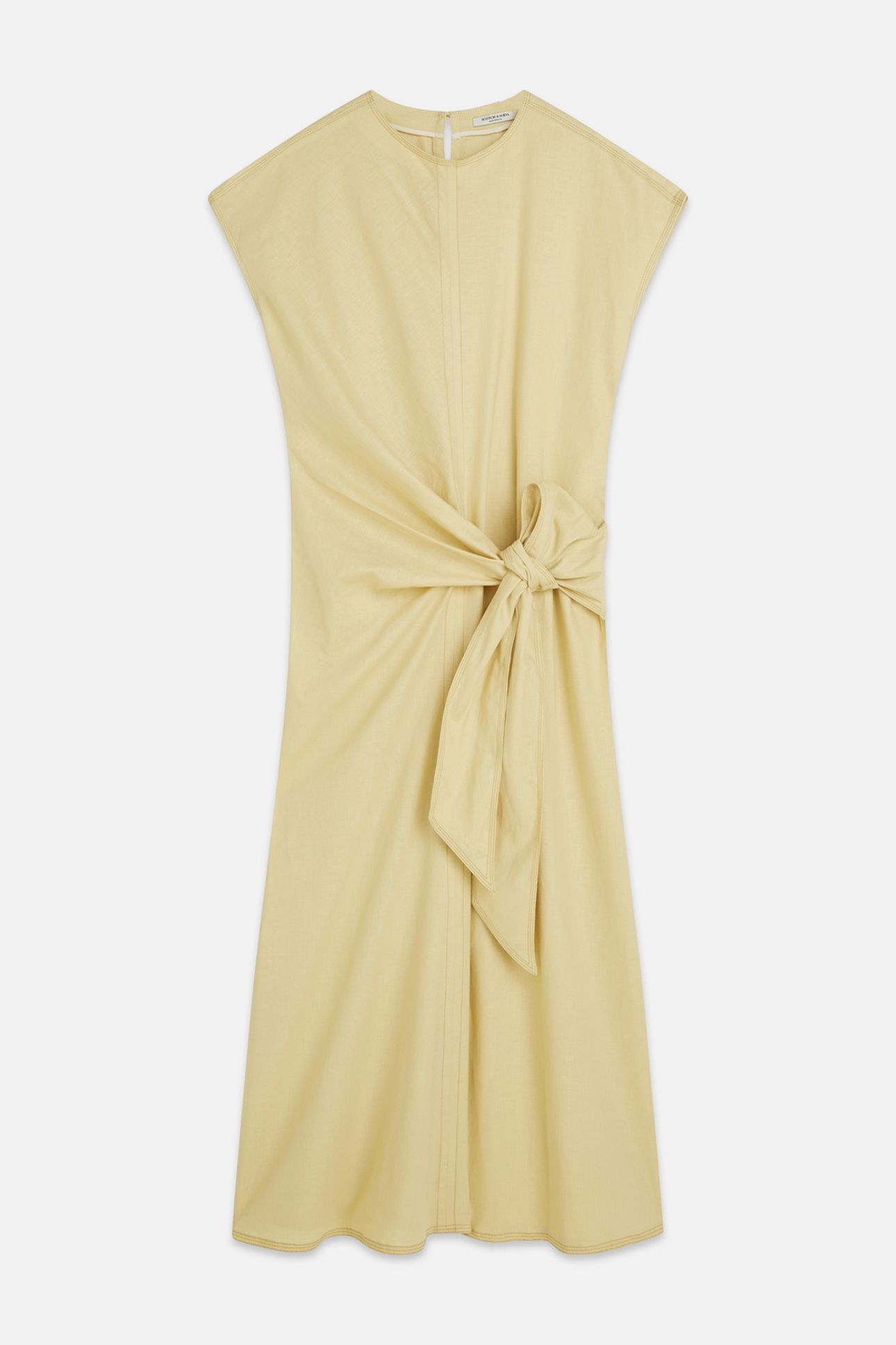 RELAXED LINEN BLEND ANKLE LENGTH TIE DRESS PARSNIP 4