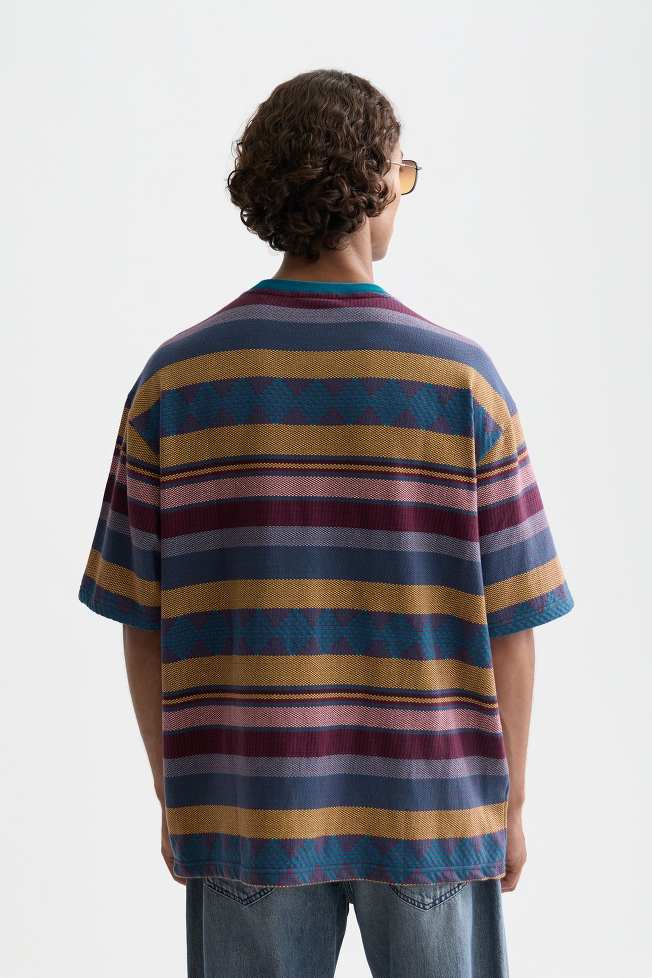 JACQUARD-KNITTED LOOSE-FIT T-SHIRT MEDIUM BROWN 2