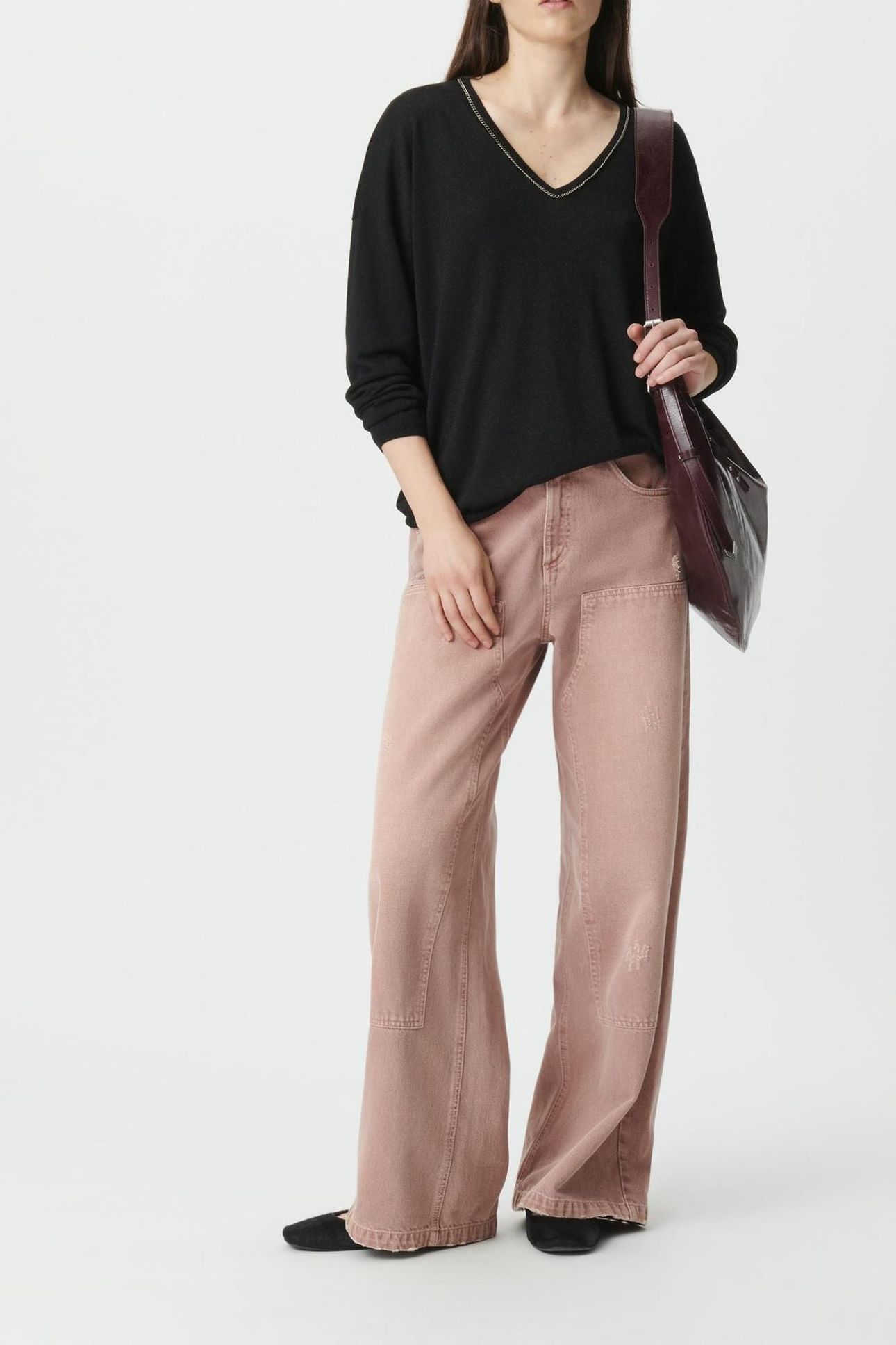 BLACK FINE LUREX KNIT SWEATER WITH JEWEL NECK 3