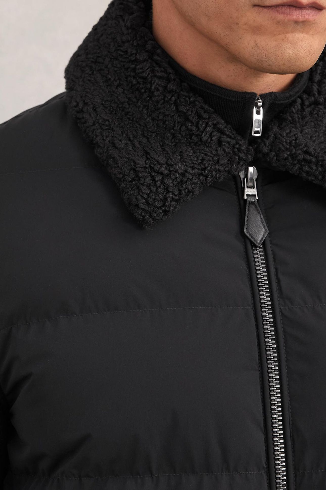 LS WOOL SLEEVE QUILTED PUFFER JACKET BLACK 5