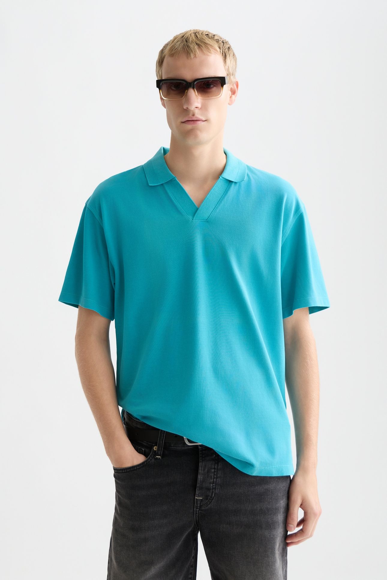 3 CROSSES PIQUE RELAXEDFIT GARMENTDYED POLO NAVY 1