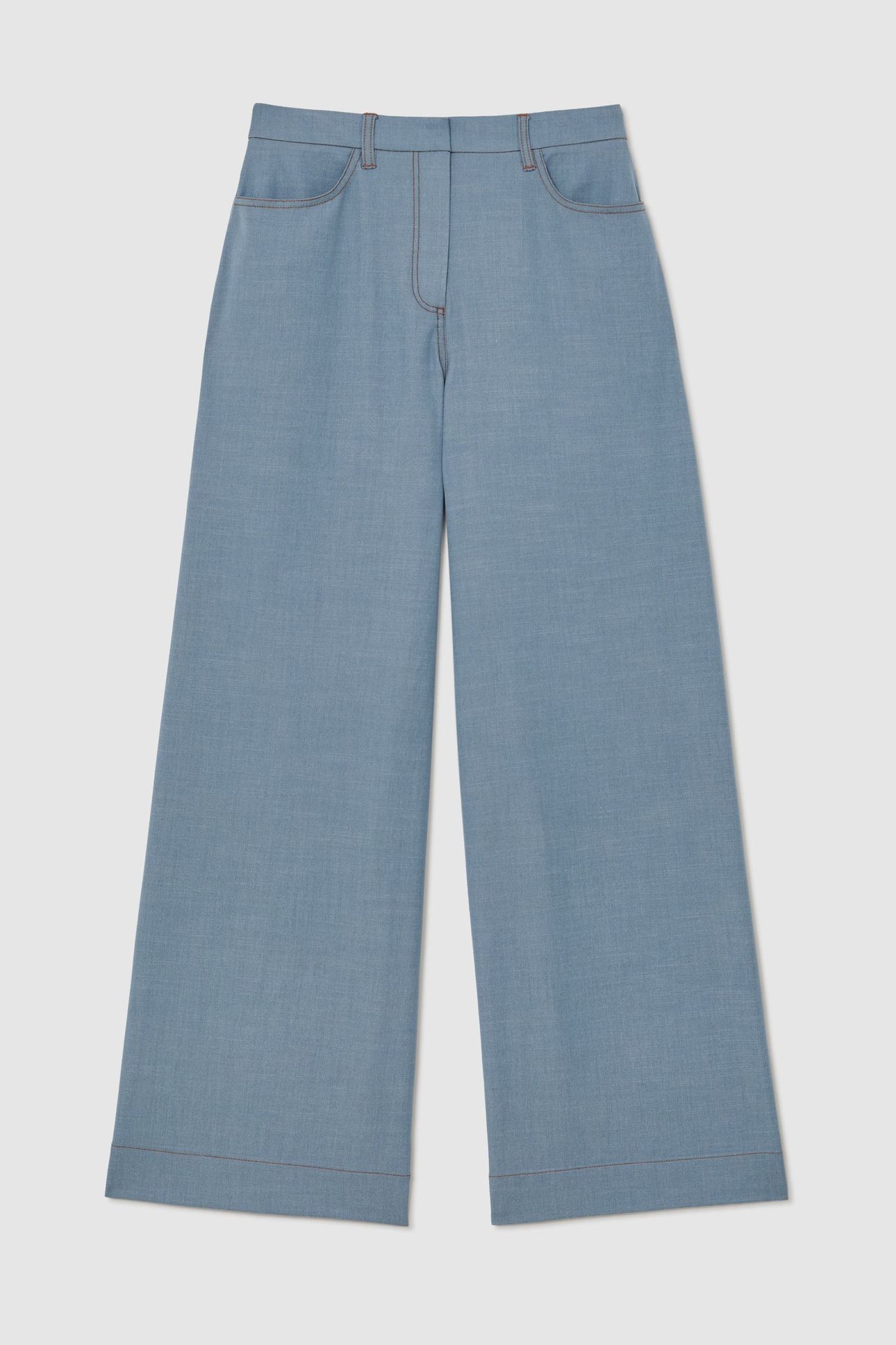 DENIM LOOK WIDE LEG TROUSER LIGHT BLUE 4
