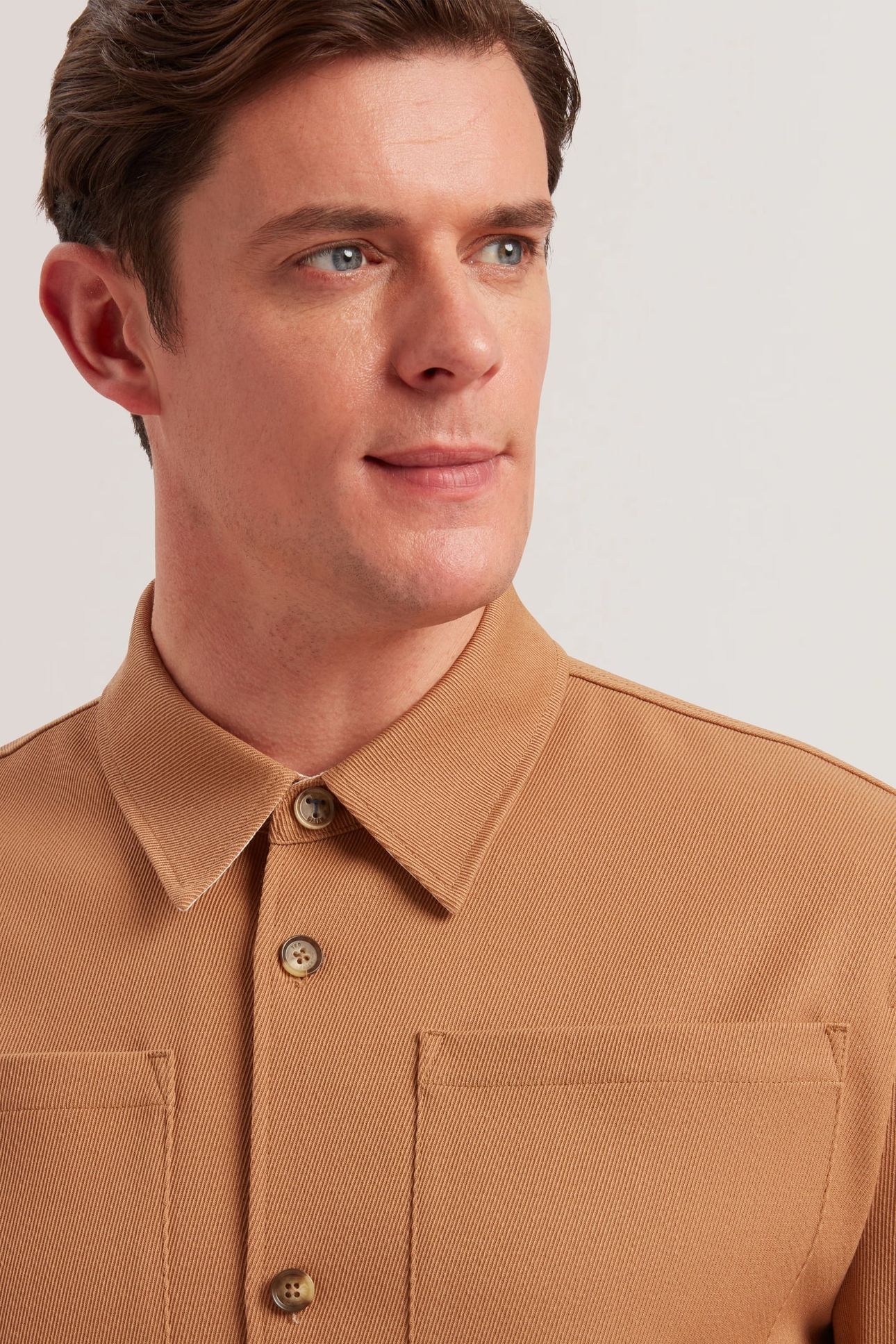 NALFANS LS WOOL BLEND TWILL OVER SHIRT TAN 3