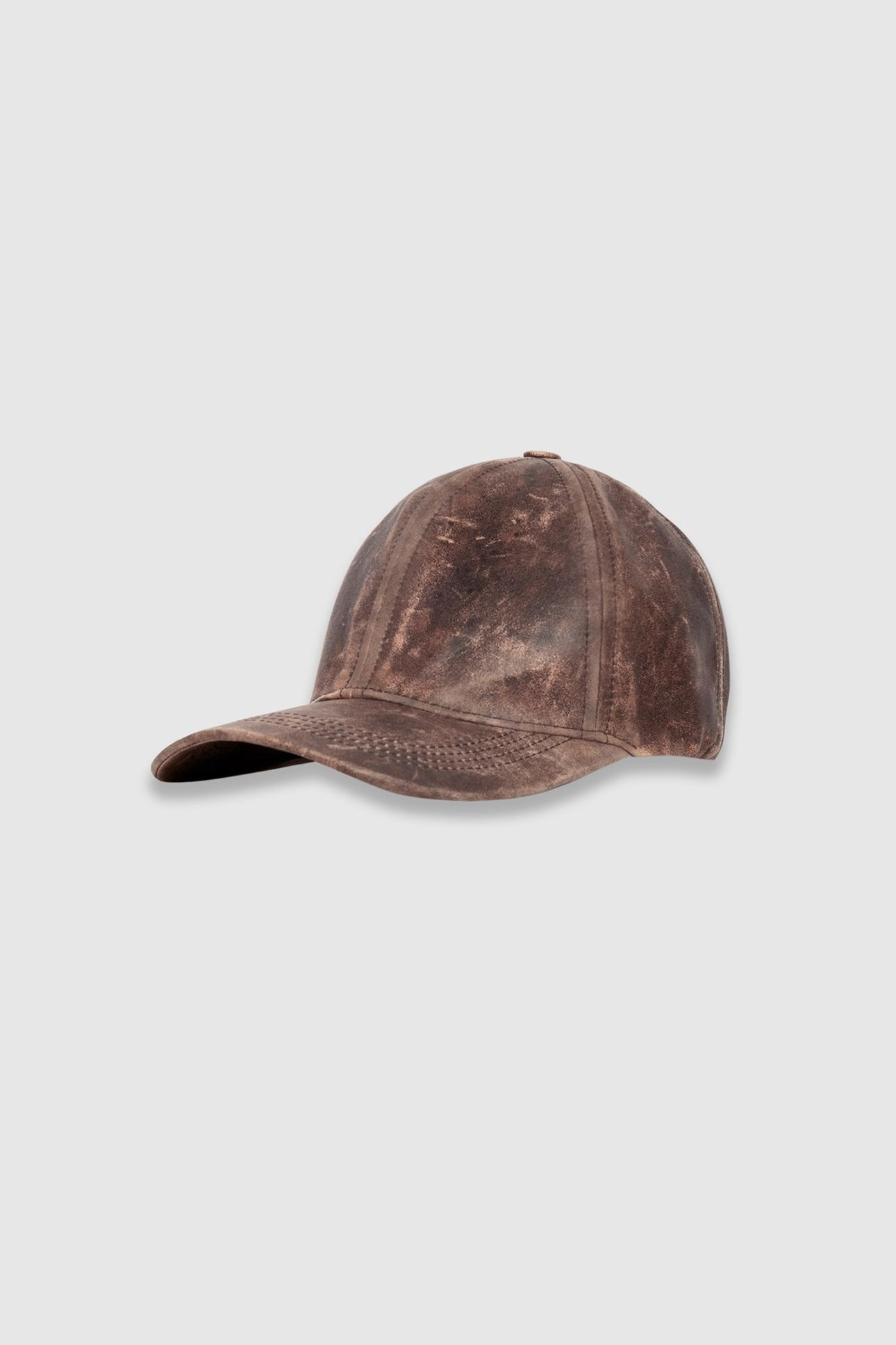 BROWN LEATHER CAP WITH PATINA 1