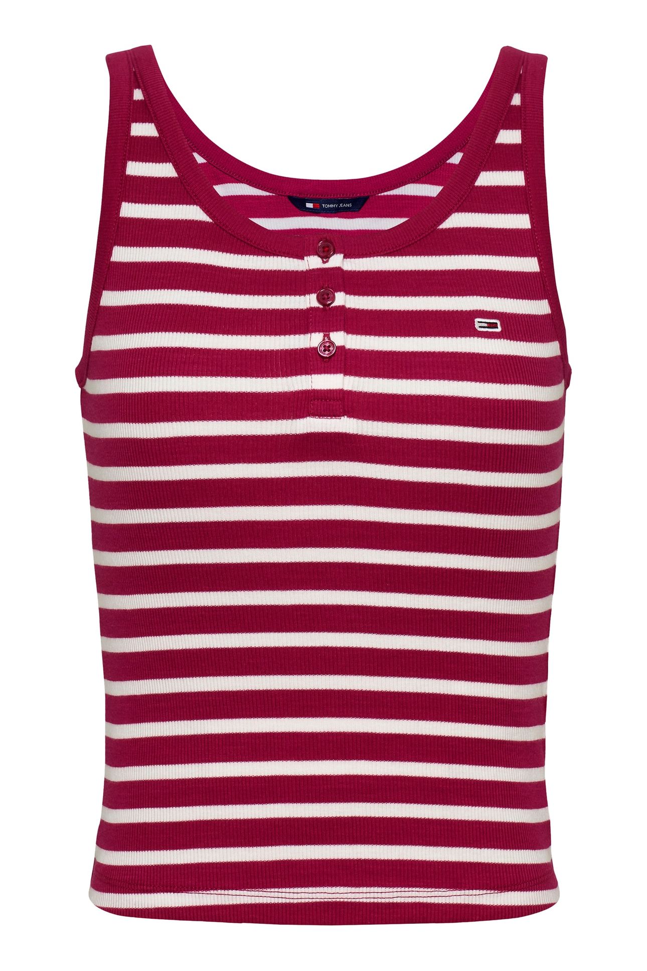 TJW SLIM BUTTON TANK BRILLIANT BERRY/STRIPE 4
