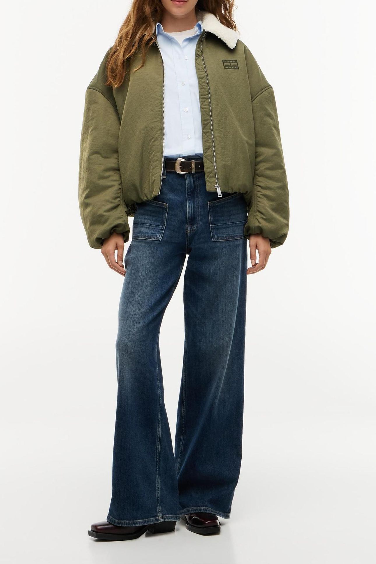 FUR COLLAR UTILITY JACKET GREEN 1