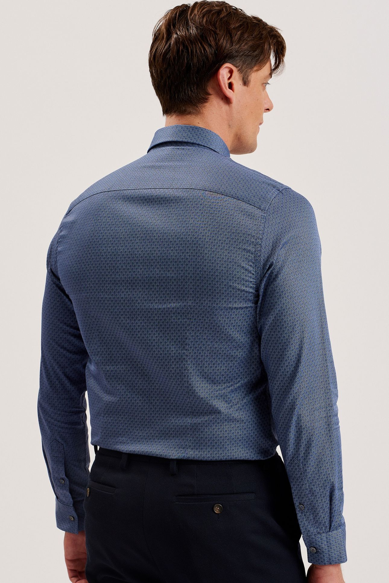 KWENDAL LS SLIM RETRO DIAMOND GEO SHIRT BLUE 2