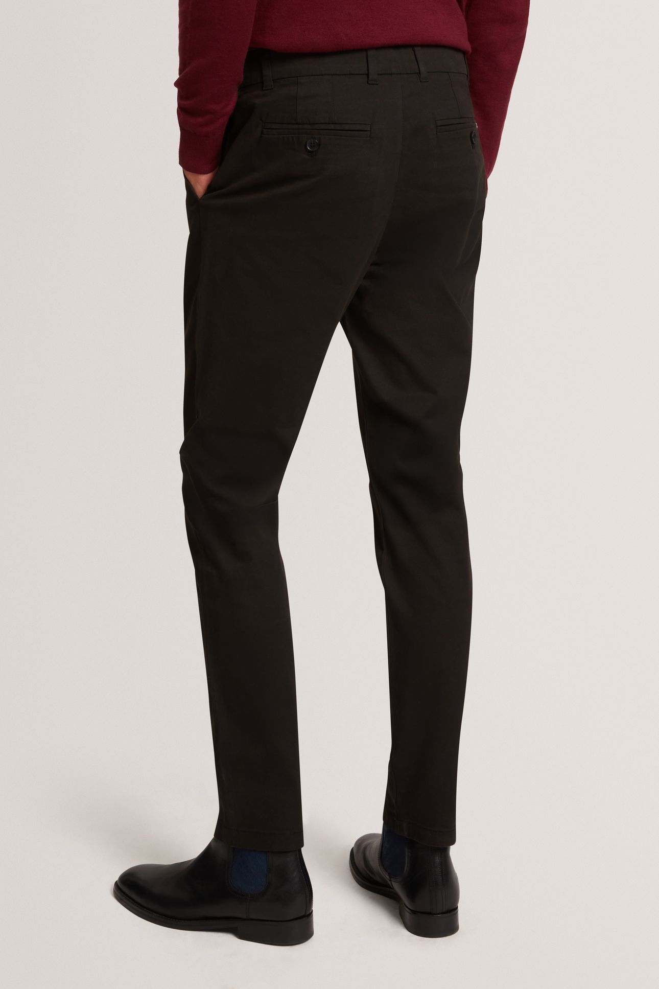 SLIM COTTON STRETCH CHINO TROUSER BLACK 2