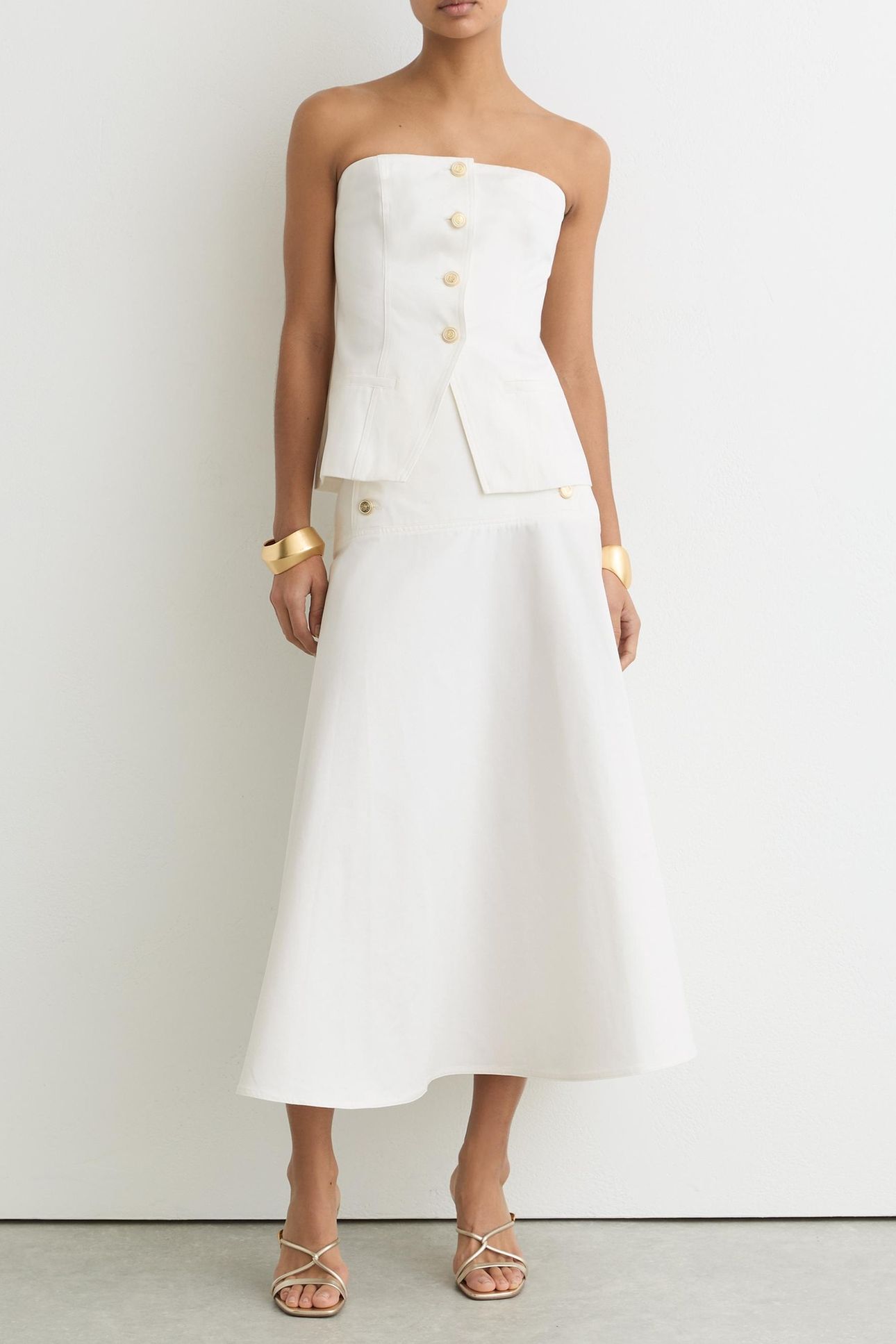 STRUCTURED BUTTON SKIRT IVORY 1