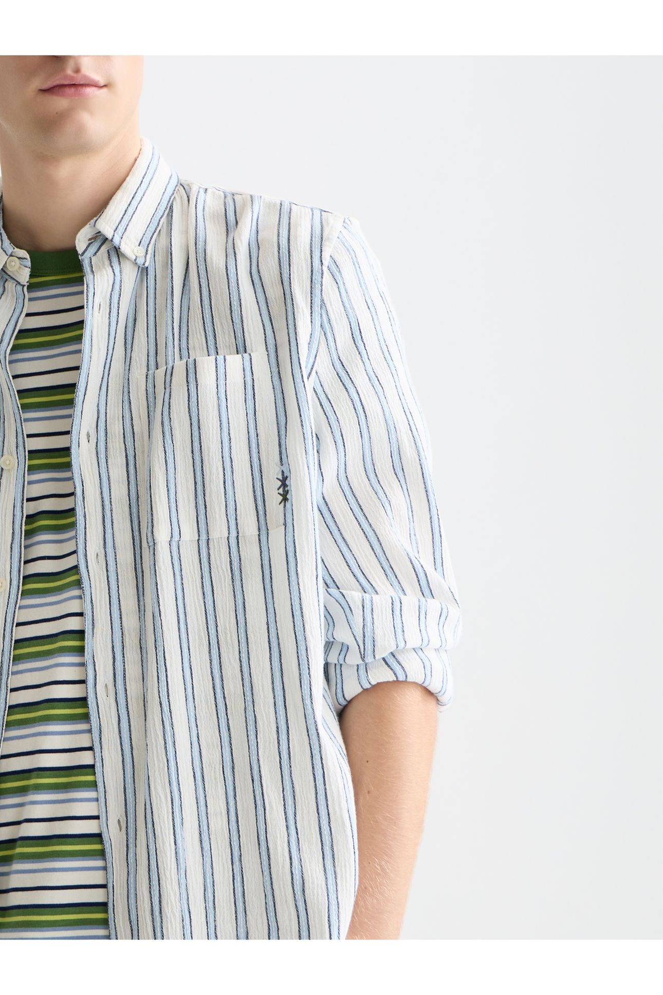 STRIPED CRINKLE STRUCTURE REGULARFIT SHIRT WHITE/PASTEL 7