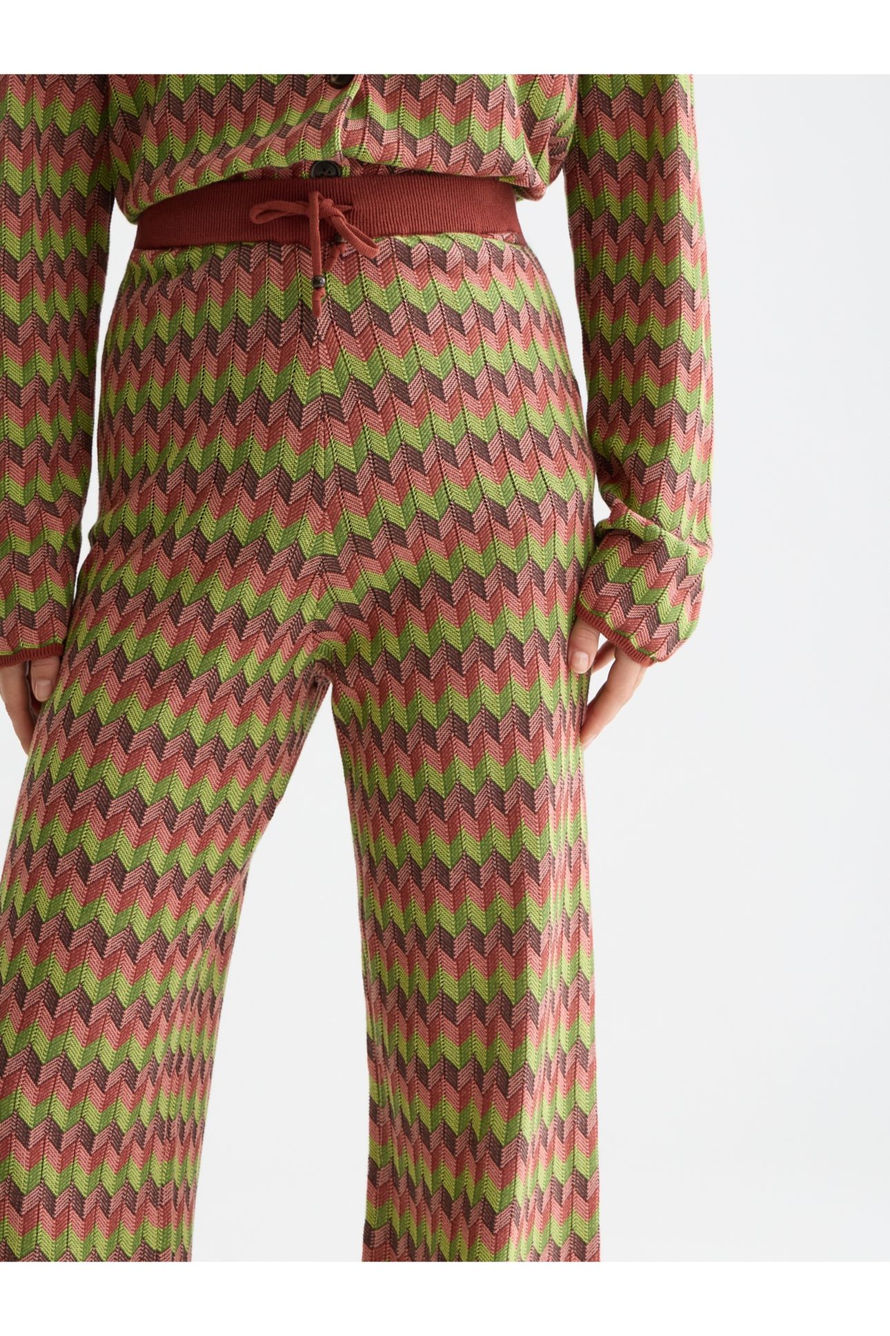 CHEVRON KNITTED TROUSERS BURNT HENNA 6