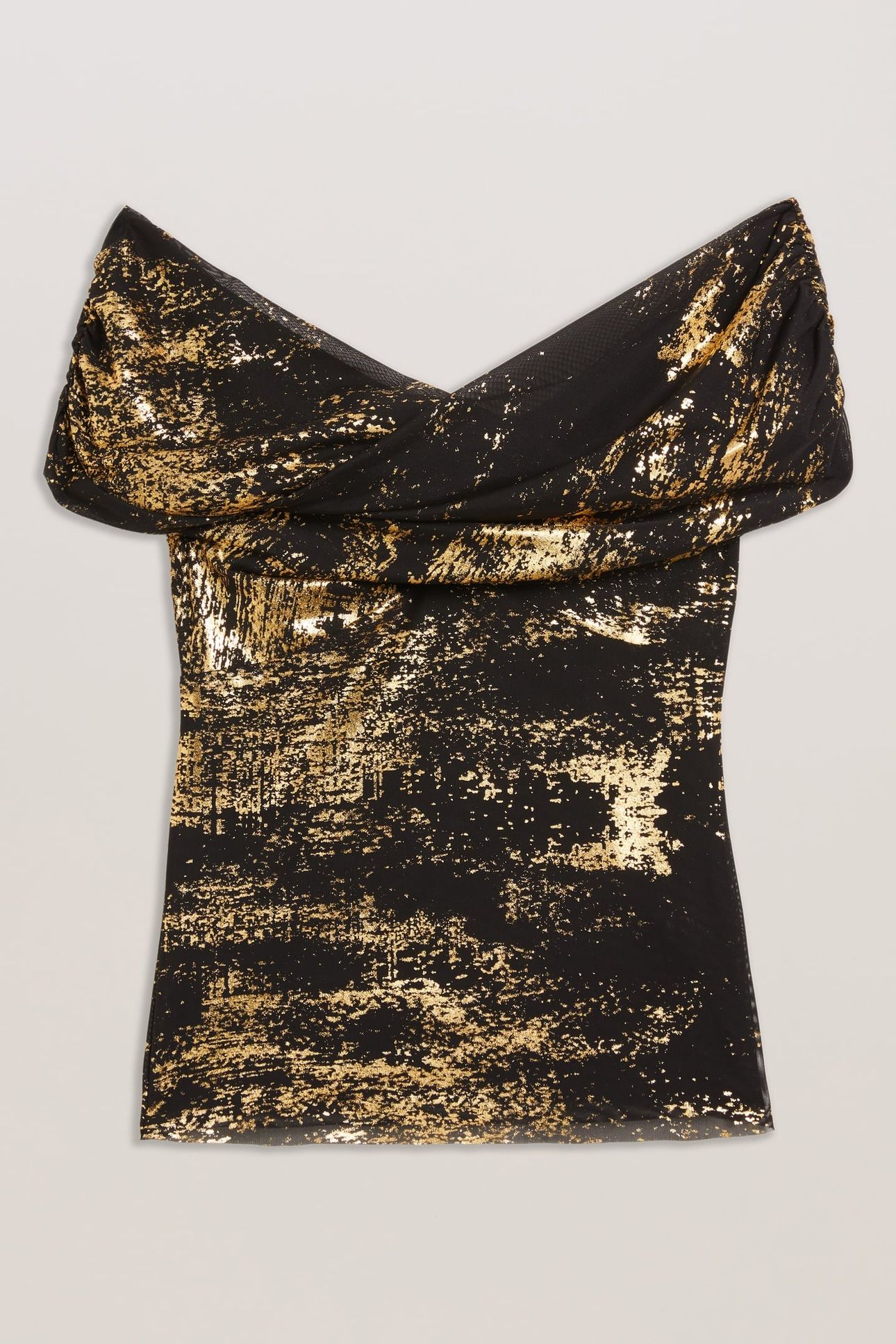 TALULAR BARDOT FOIL PRINTED MESH TOP BLACK 3