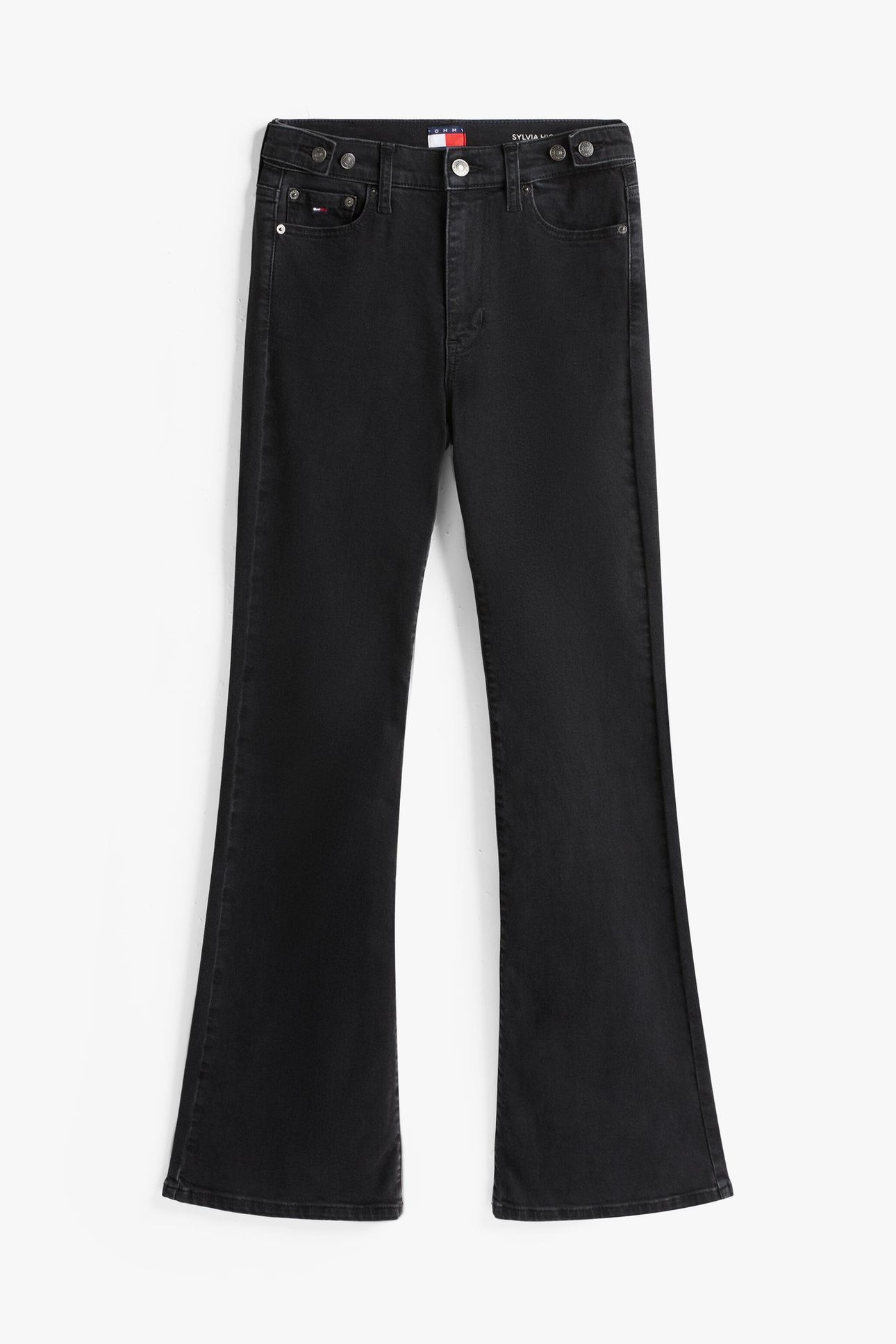 SYLVIA HIGH FLARE TAB DENIM WASHED BLACK BLACK 4