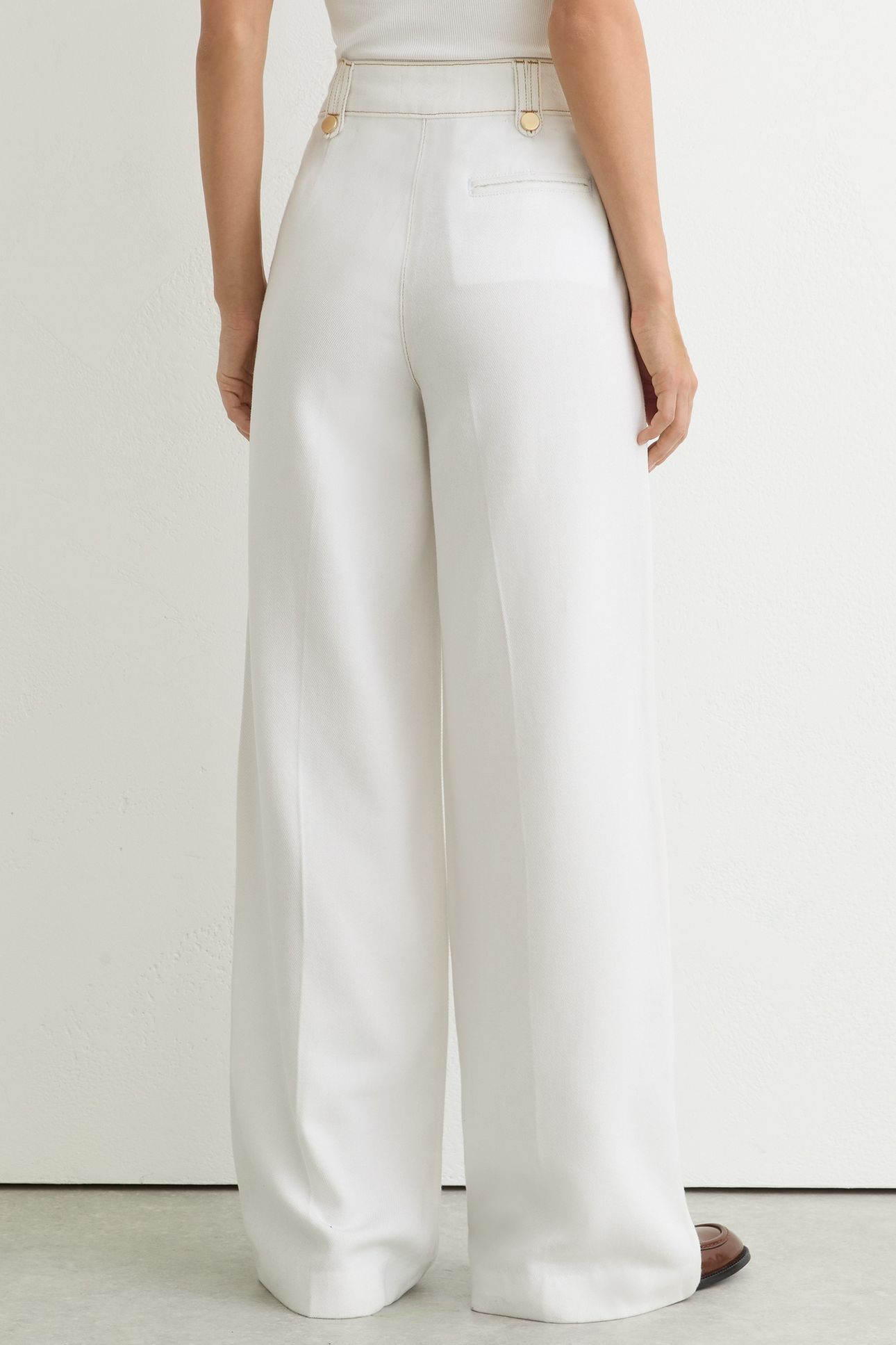 DETAIL WIDE LEG TROUSER WHITE 4