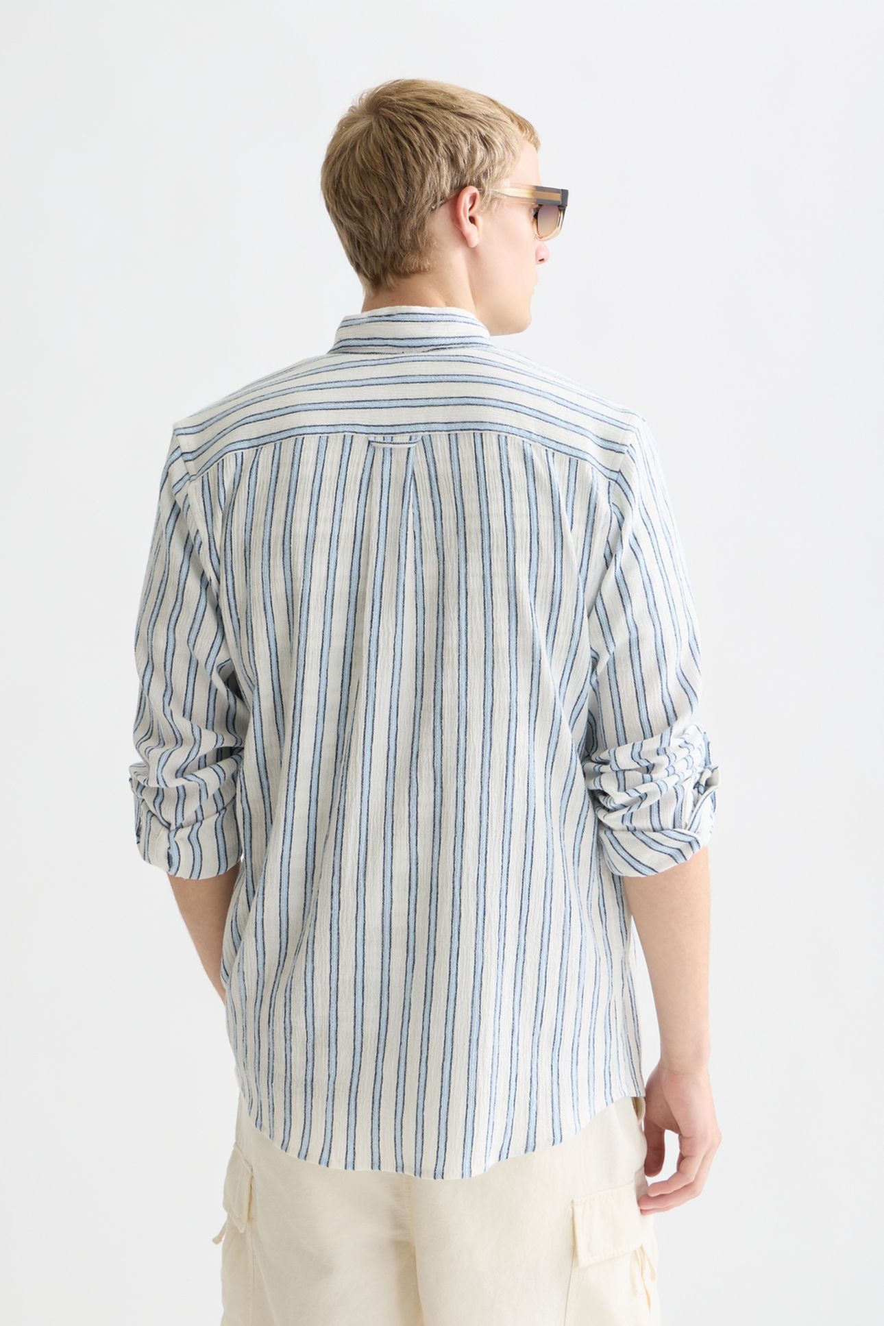 STRIPED CRINKLE STRUCTURE REGULARFIT SHIRT WHITE/PASTEL 2