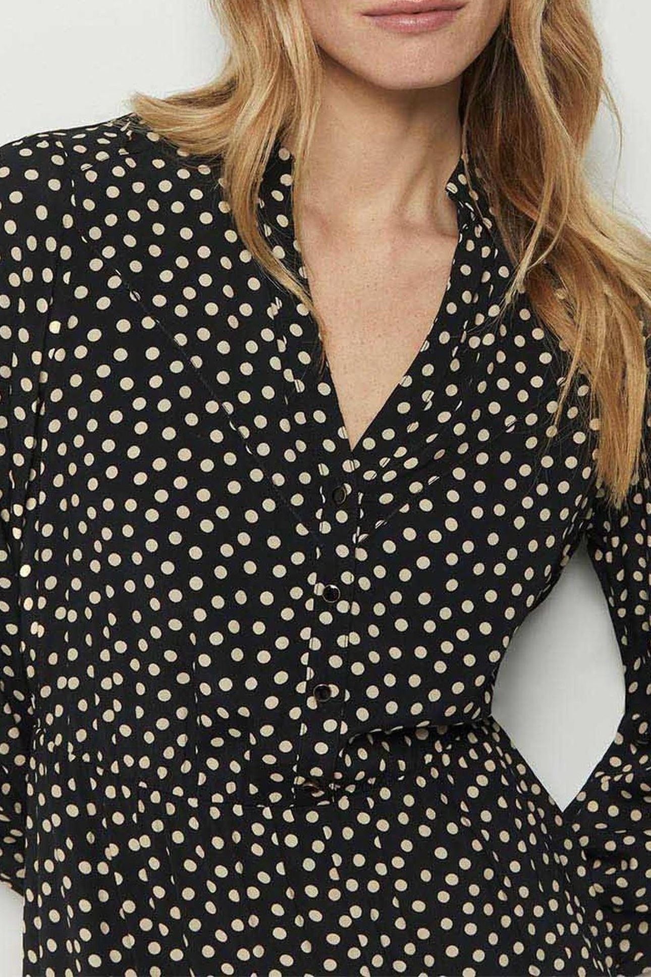 ROMANE _ BLACK VISCOSE MIDI SHIRT DRESS WITH POLKA DOT PRINT 5