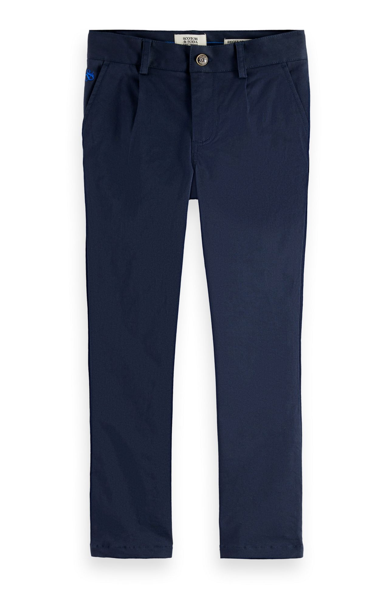 BOYS STUART COTTON-BLEND REGULAR SLIM-FIT CHINO PANTS SKY 1