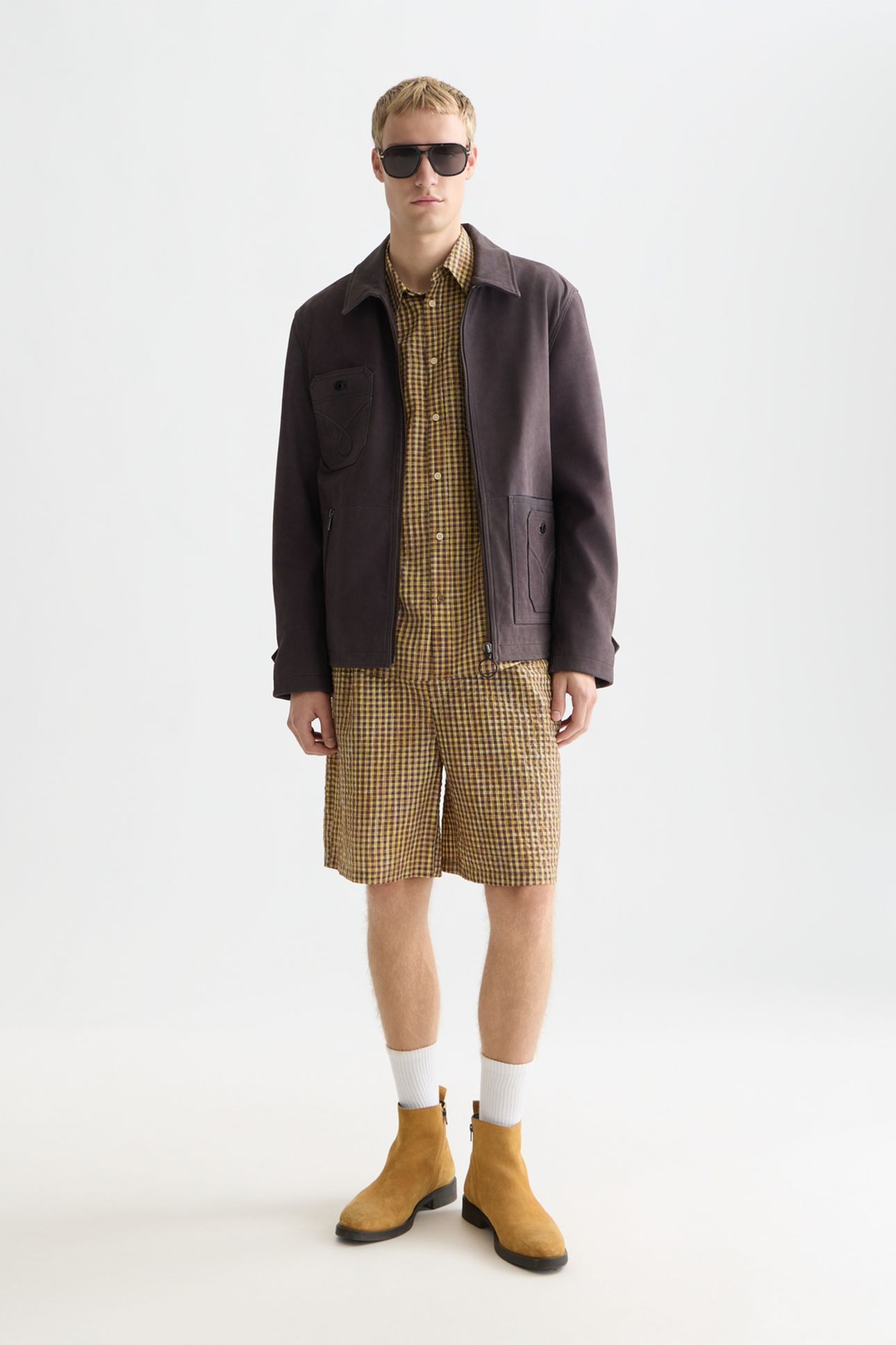COTTON SEERSUCKER WIDEFIT BERMUDA SHORTS MEDIUM BROWN 3