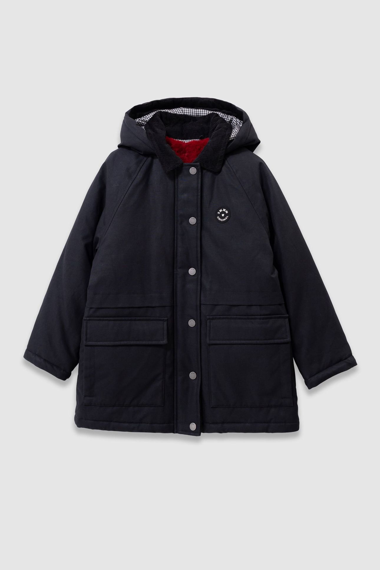 GIRLS’ 2-IN-1 BLACK PARKA AND RED GILET 1