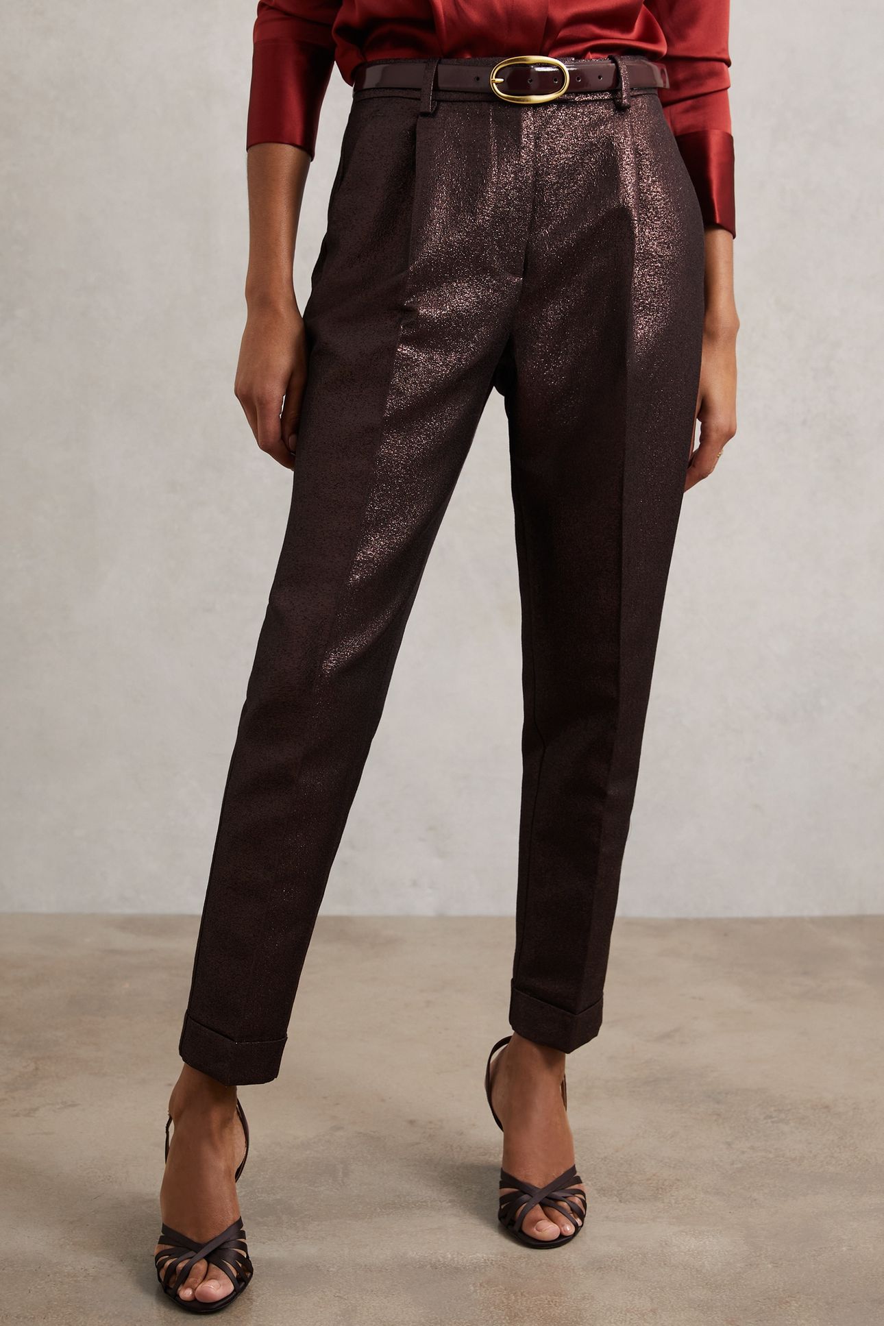 SPARKLE TAPER TROUSER BURGUNDY 1