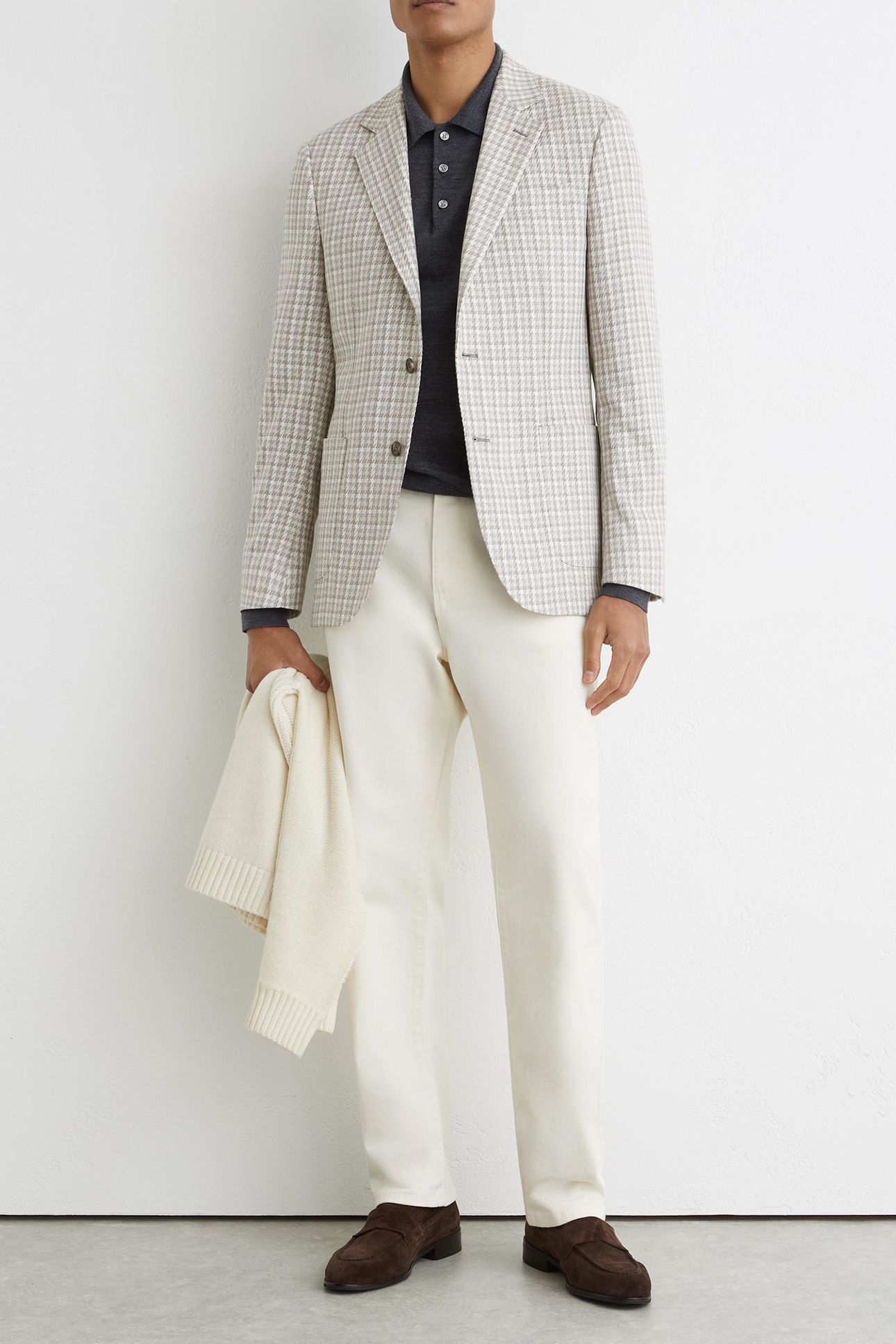 SB 2B NOTCH DOGTOOTH CHECK BLAZER SOFT GREY 2