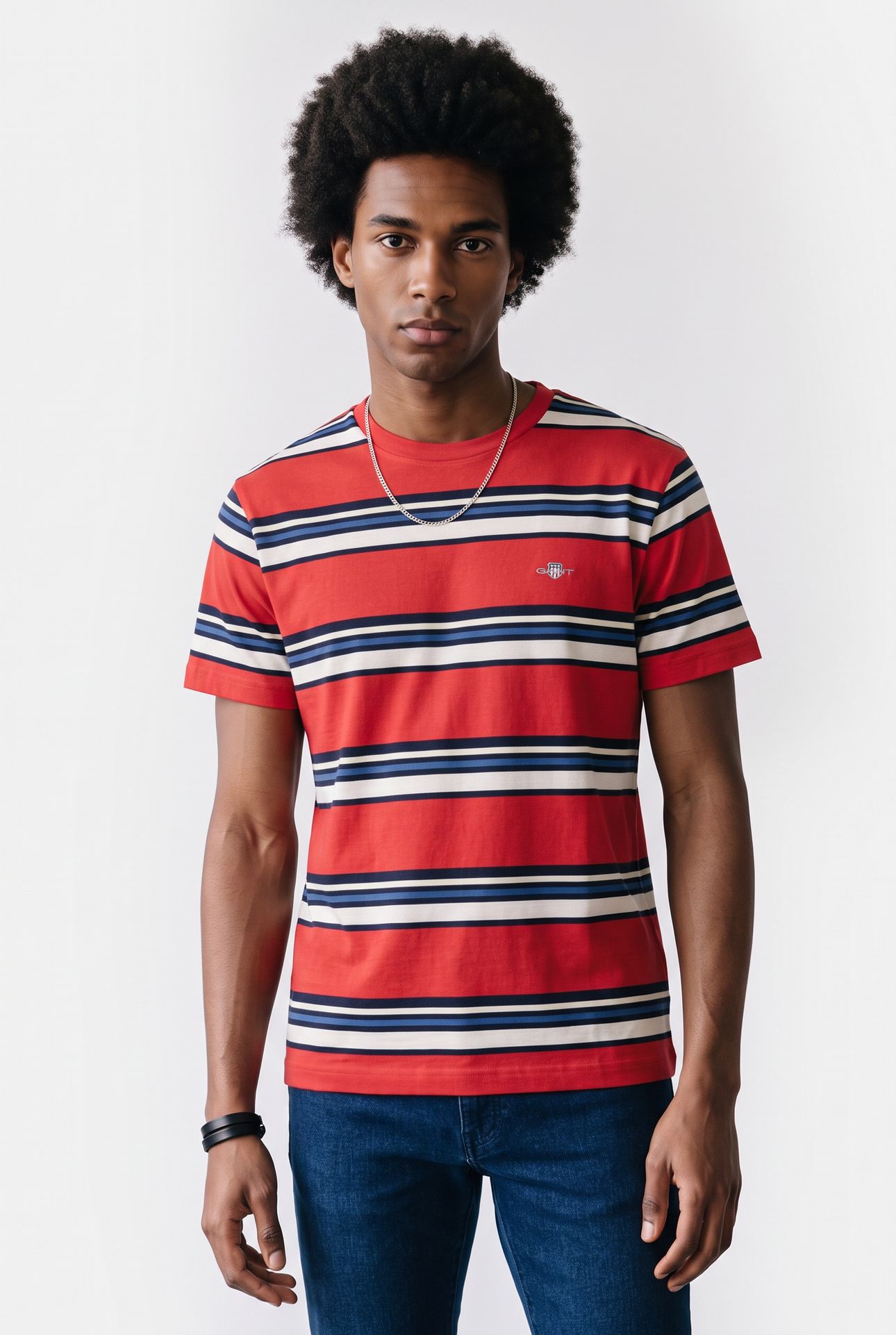 MULTISTRIPE SS TSHIRT ROSE RED 1