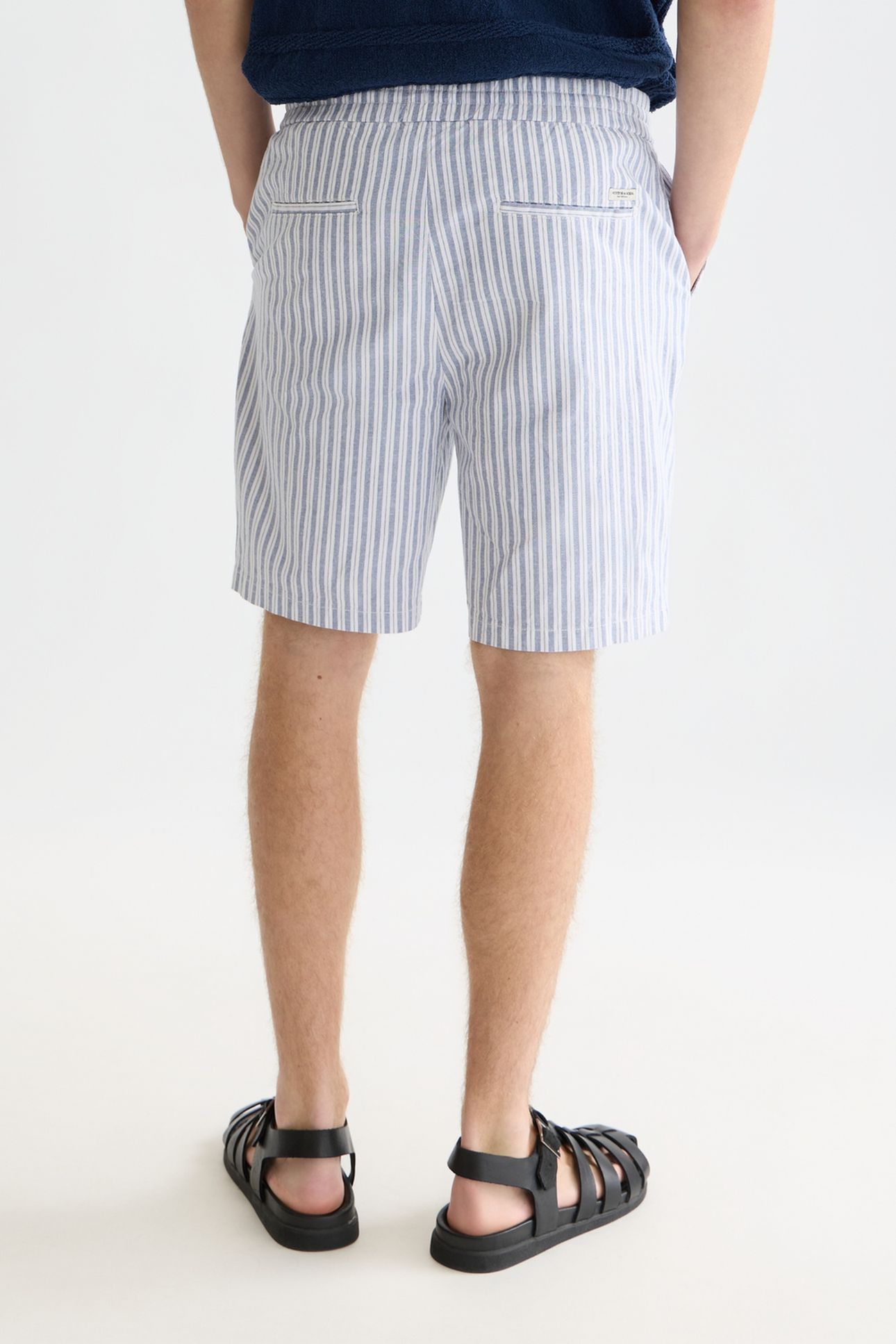 FAVE COTTONLINEN YARNDYED REGULARFIT BERMUDA SHORTS NAVY 2