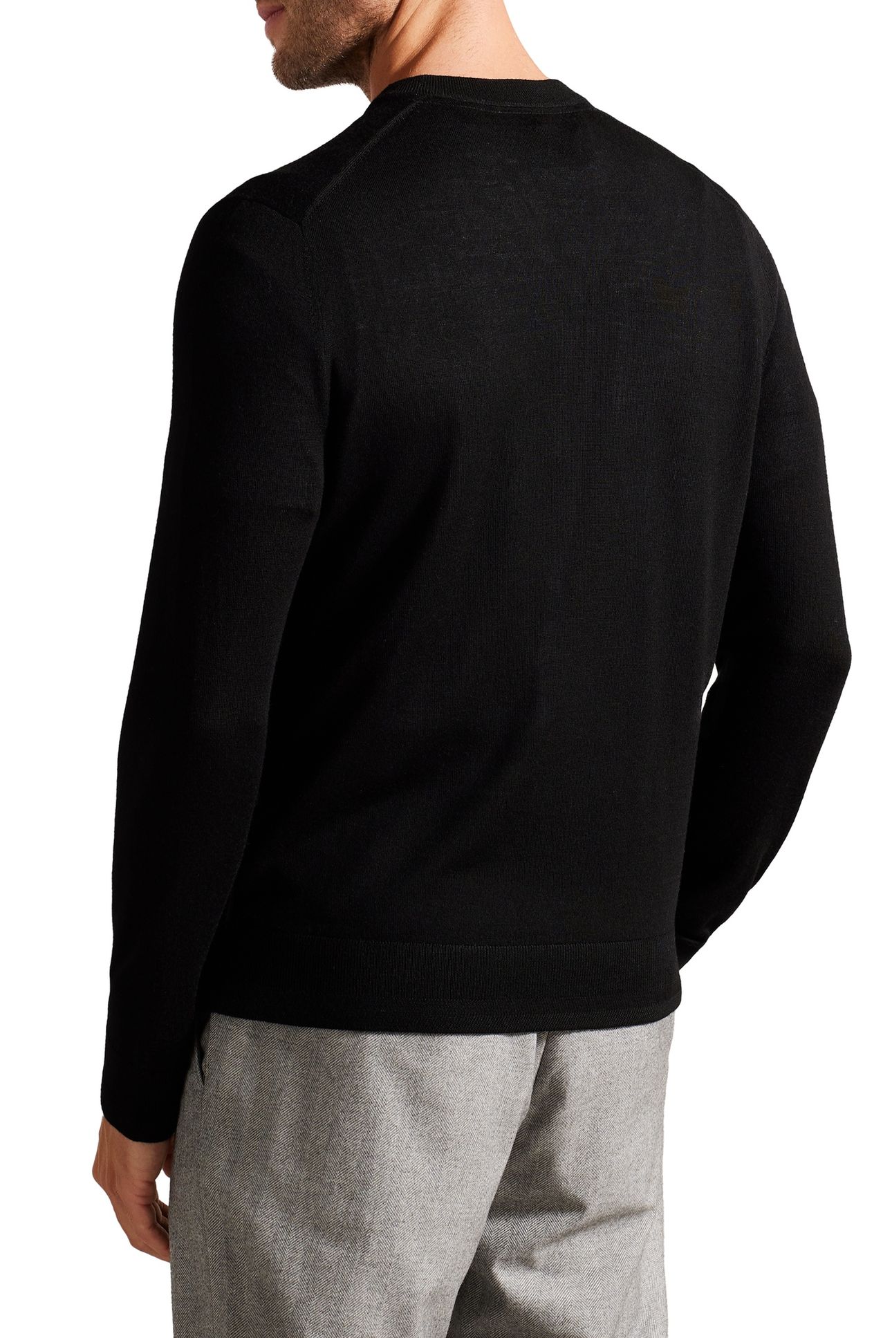 LAMBEH LS MERINO CORE V NECK BLACK 2