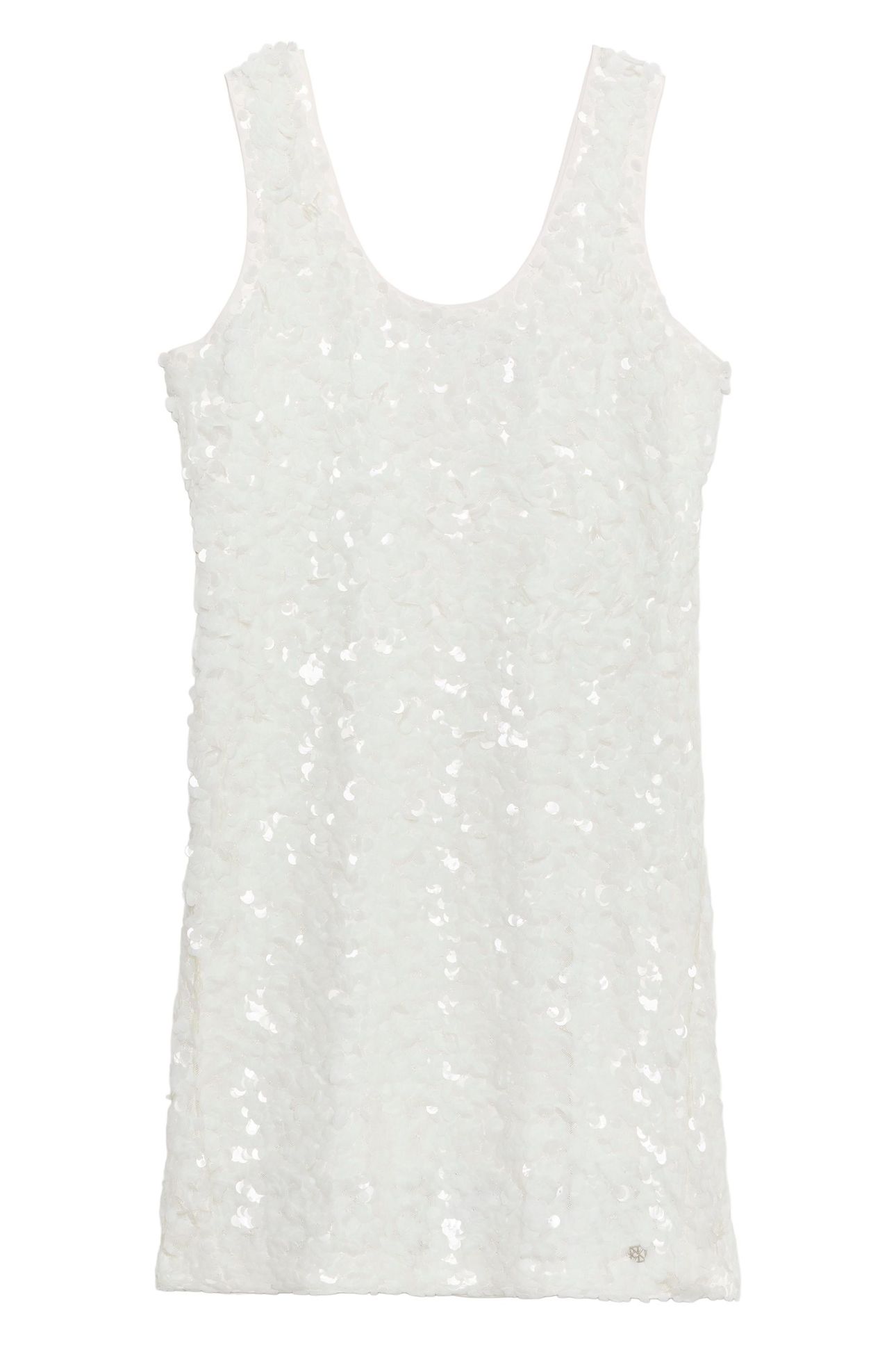 SEQUIN MINI DRESS WHITE GREIGE 1
