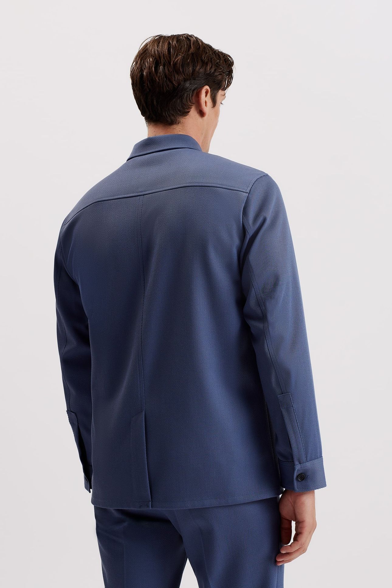 NALFANS LS WOOL BLEND TWILL OVER SHIRT MID-BLUE 3