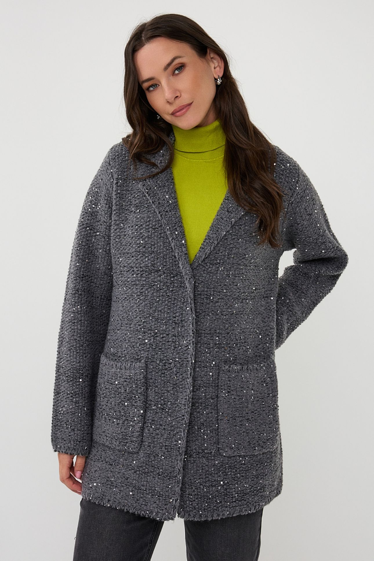 CARDIGAN BLAZER DARK GREY MELANGE 1