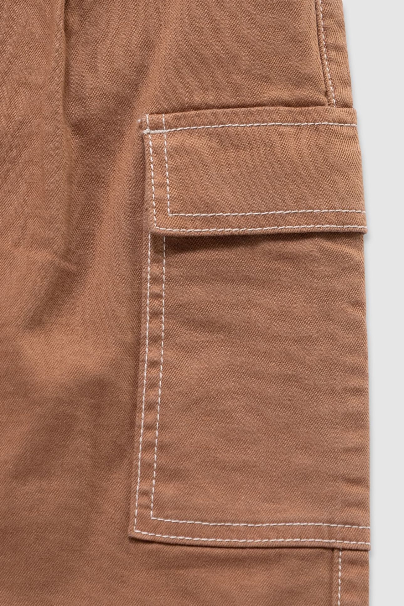 GIRLS’ CAMEL CARGO-STYLE WIDE-LEG JEANS 3