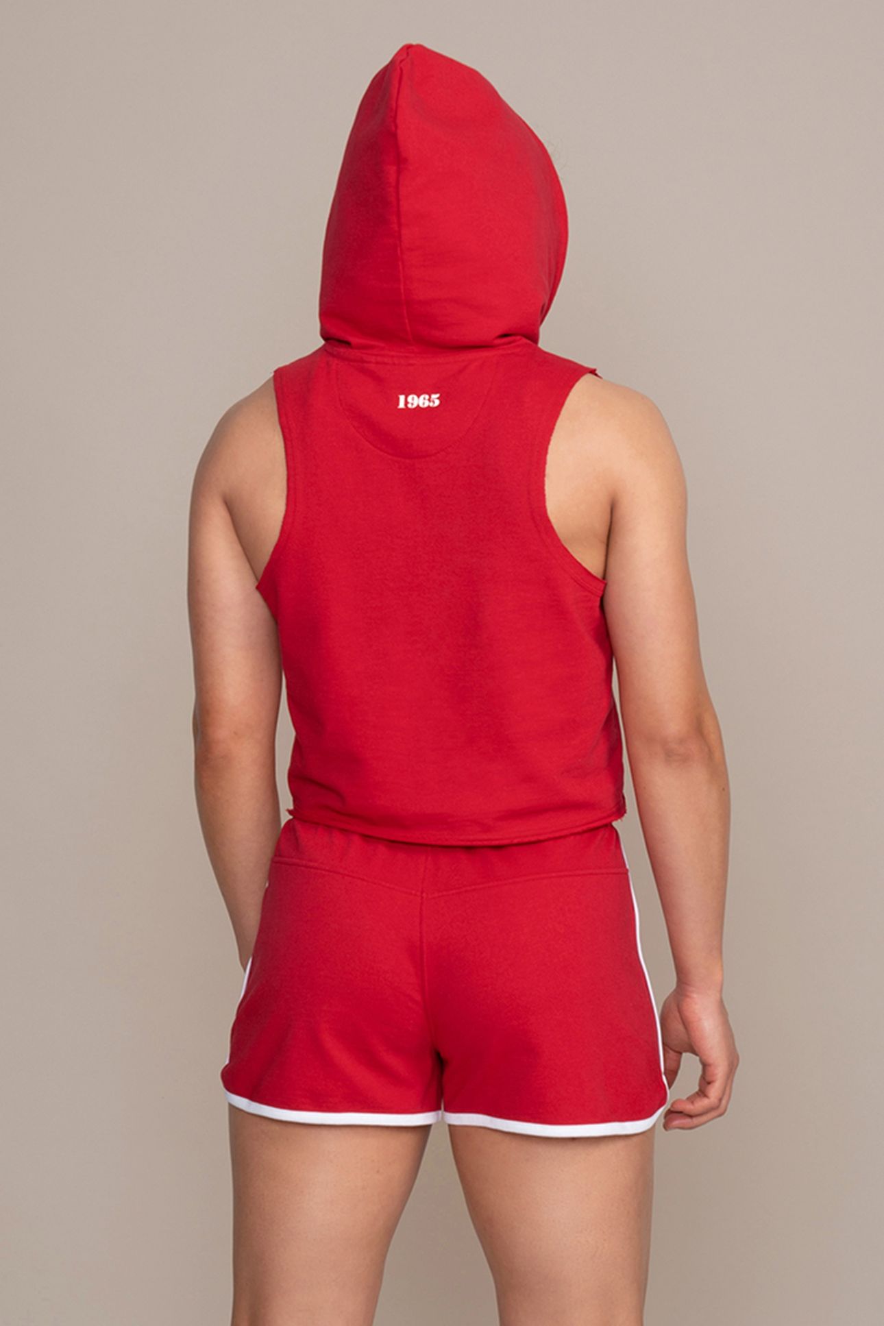LADIES HOODED TANK RED 3