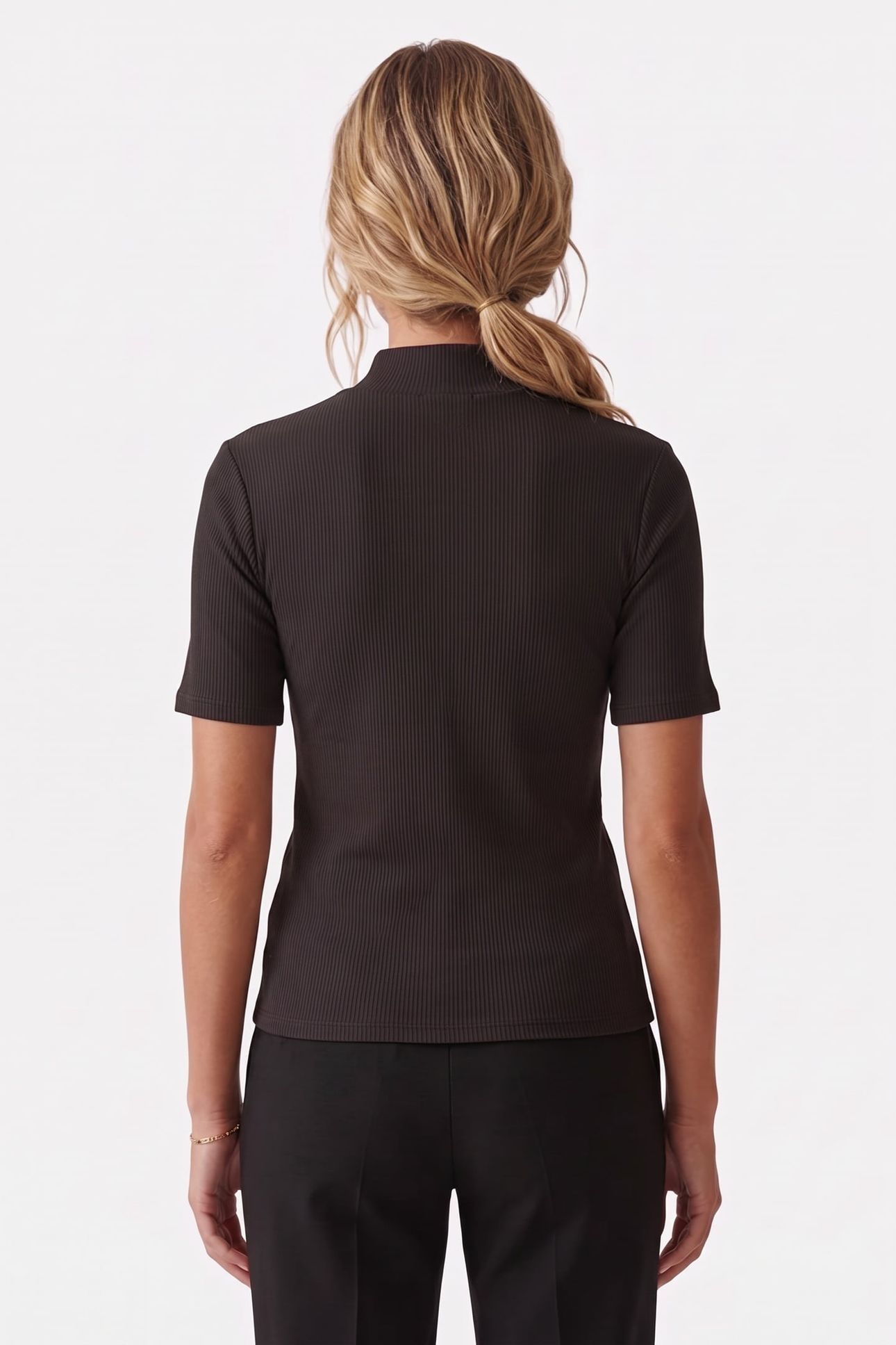 CORE MOCK NECK RIB T-SHIRT BLACK 2