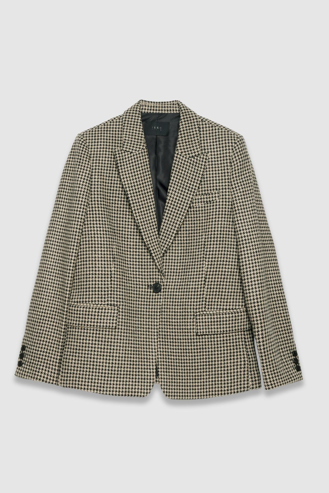 BEIGE HOUNDSTOOTH SUIT JACKET 4