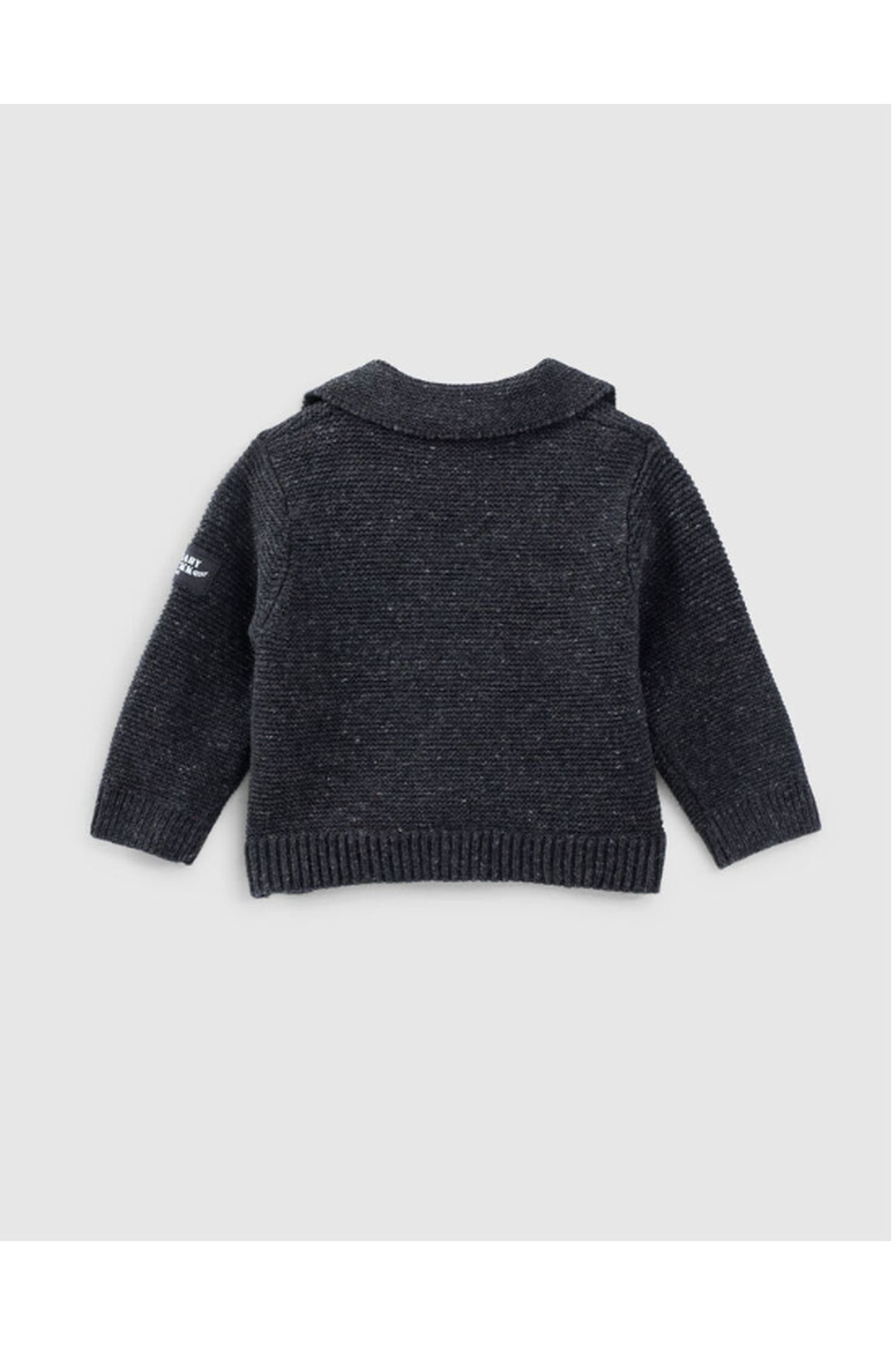 GREY HEATHER BIKER STYLE KNITTED ORGANIC COTTON BABY CARDIGA 2