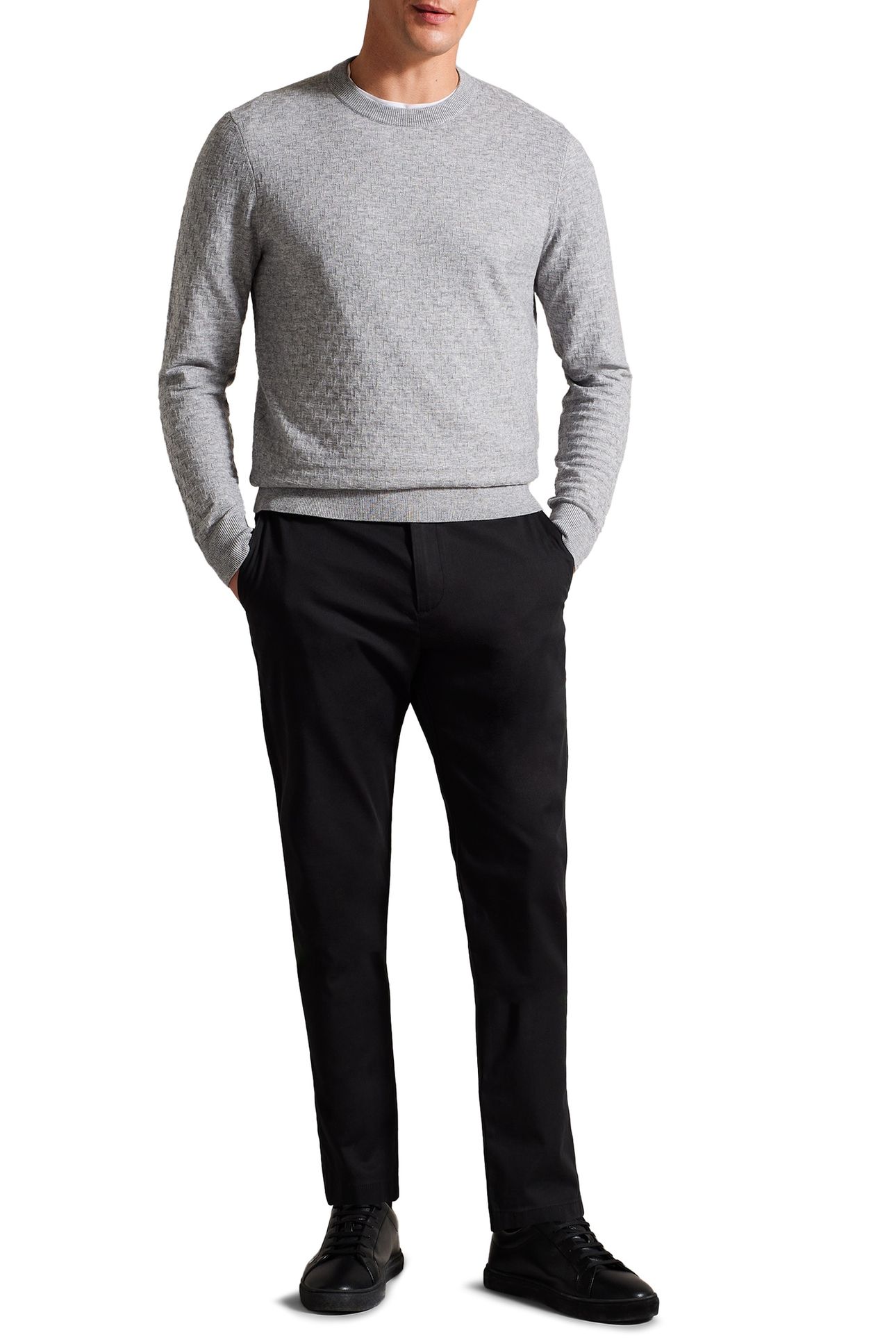 LOUNG LS T STITCH CREW NECK GREY-MARL 1