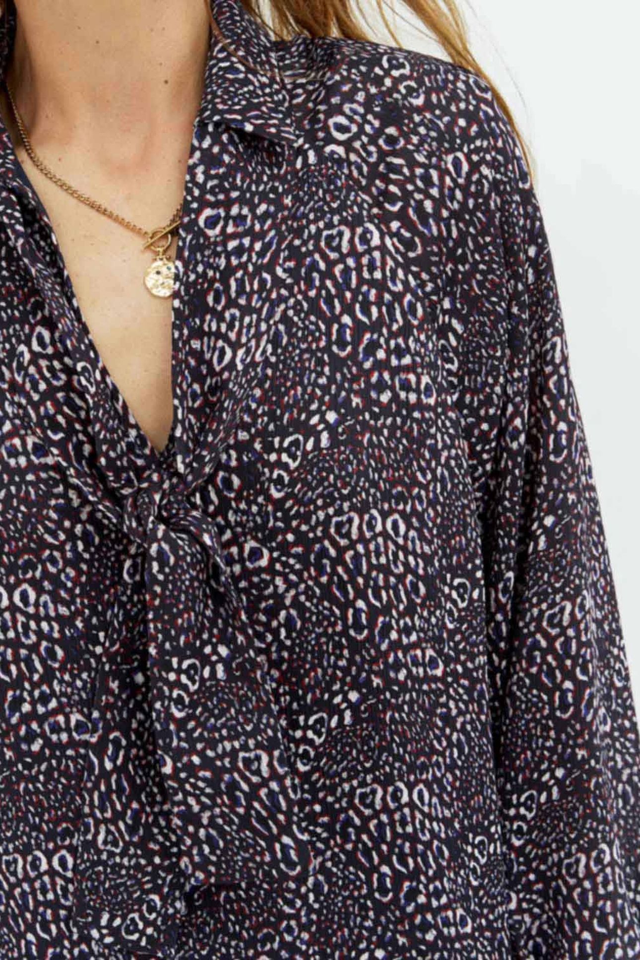 ROYCE _ ABSTRACT LEO PRINT NAVY DRESS IN RECYCLED POLYESTER 5