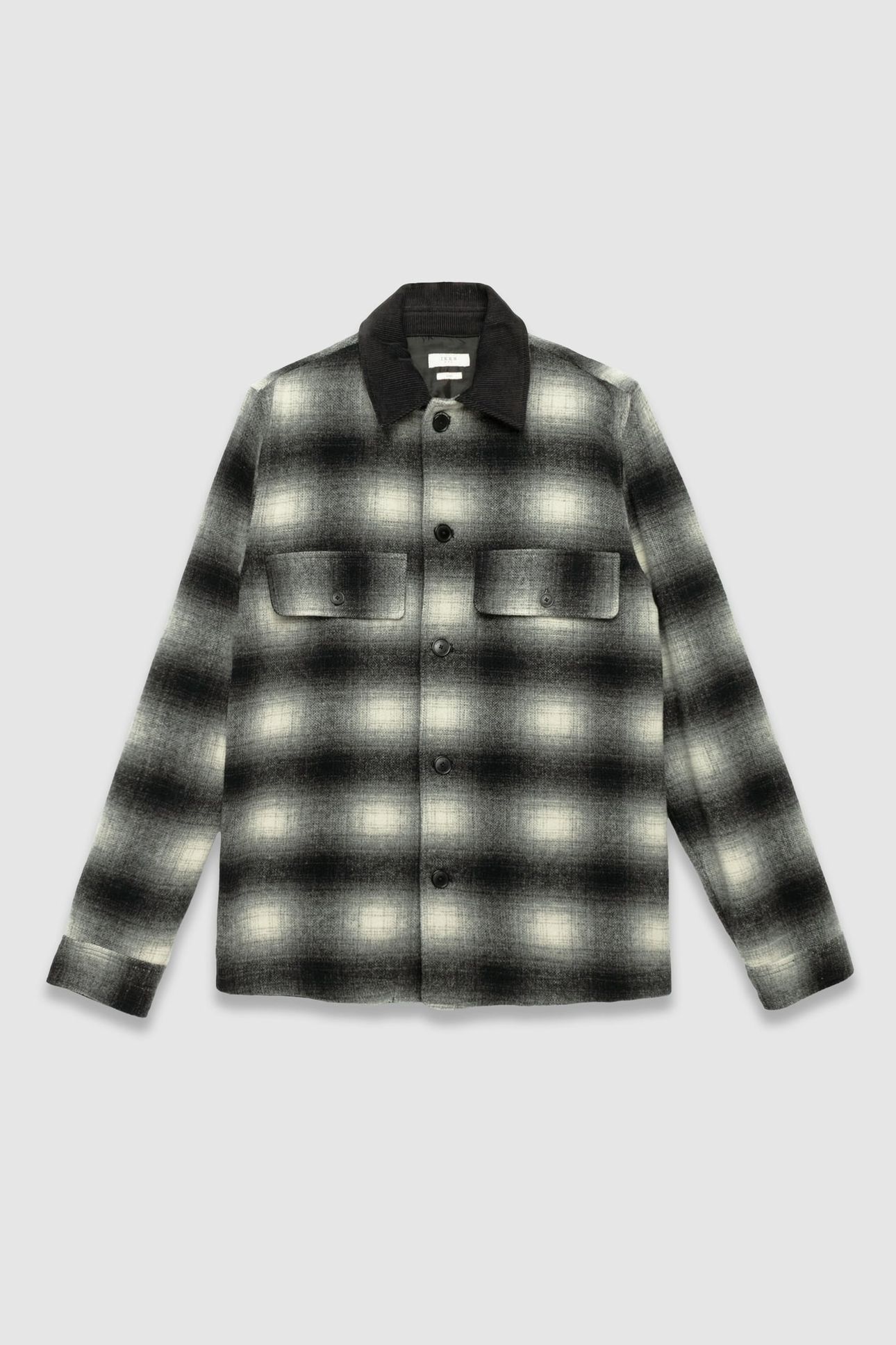 ANTHRACITE CHECK OVERSHIRT WITH VELVET COLLAR 4