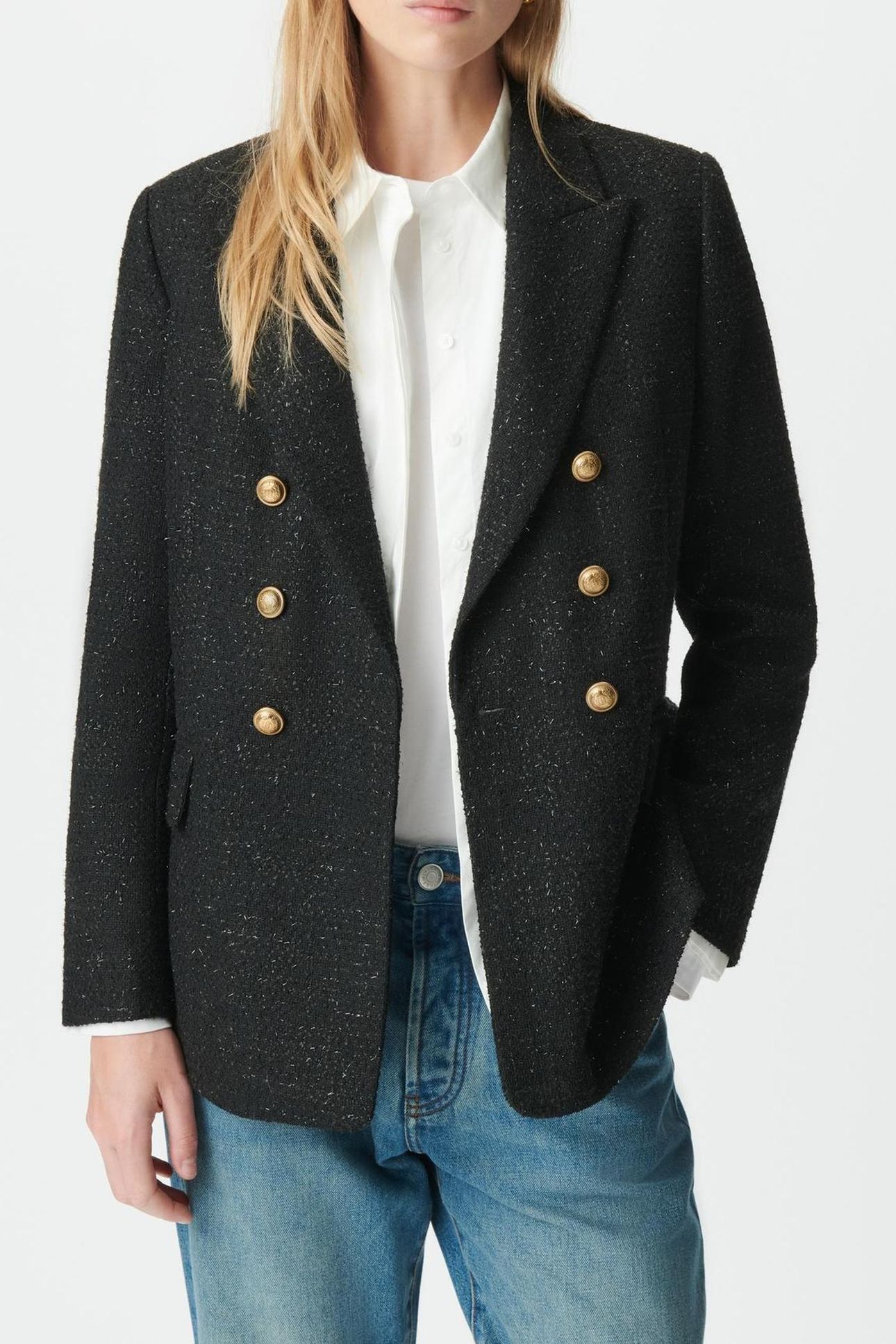 BLACK GLITTERY TWEED-STYLE SUIT JACKET 5
