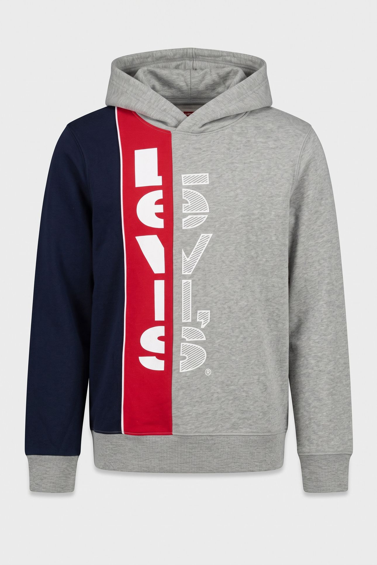 BOYS STRIPED HOOKUP PO HOODIE GREY HEATHER 2