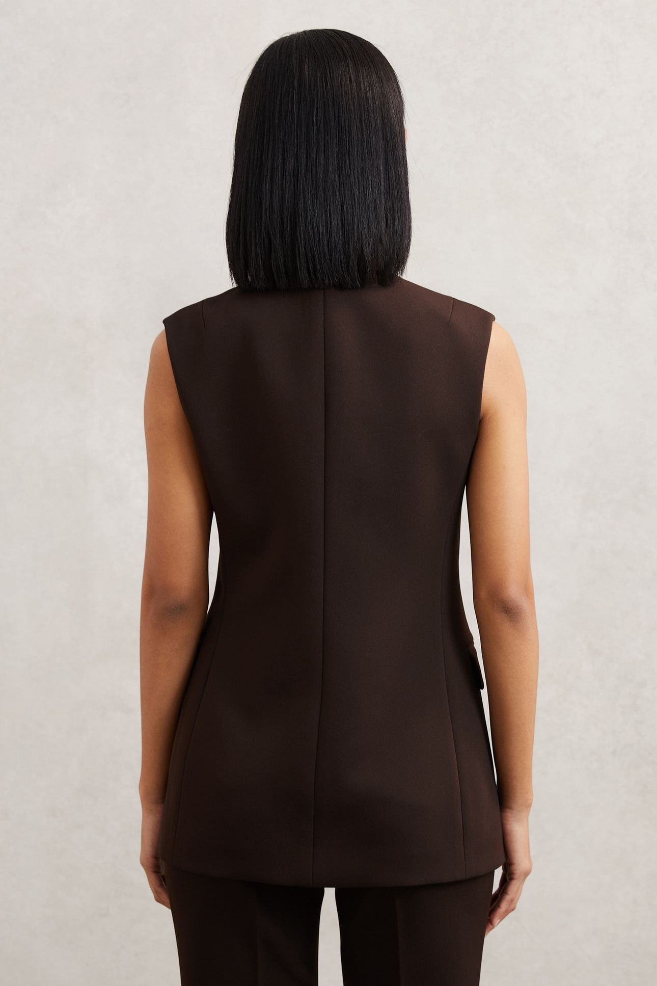 LONGLINE WAISTCOAT CHOCOLATE BROWN 2