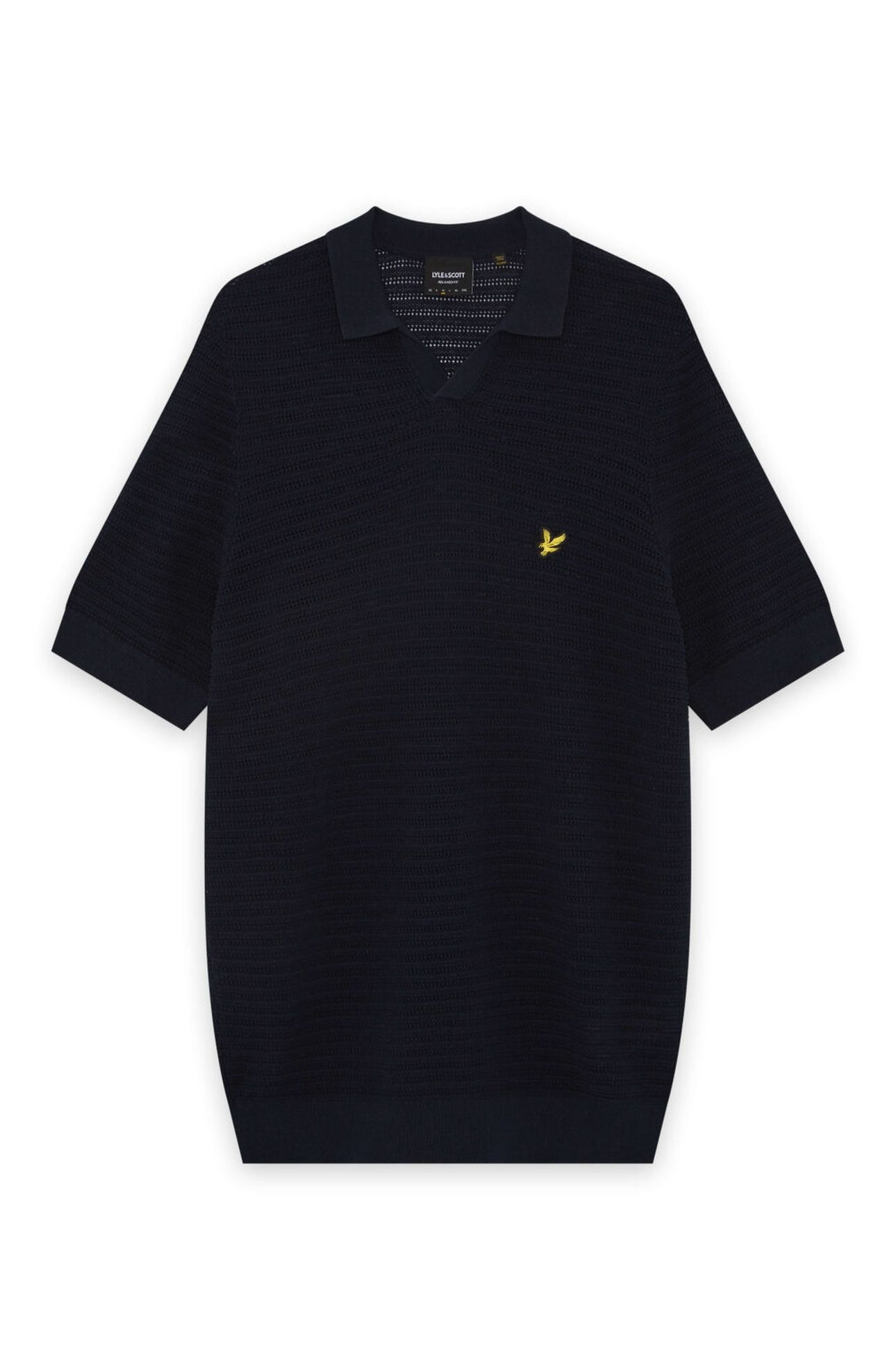 POINTELLE SHORT SLEEVE KNITTED POLO DARK NAVY 4