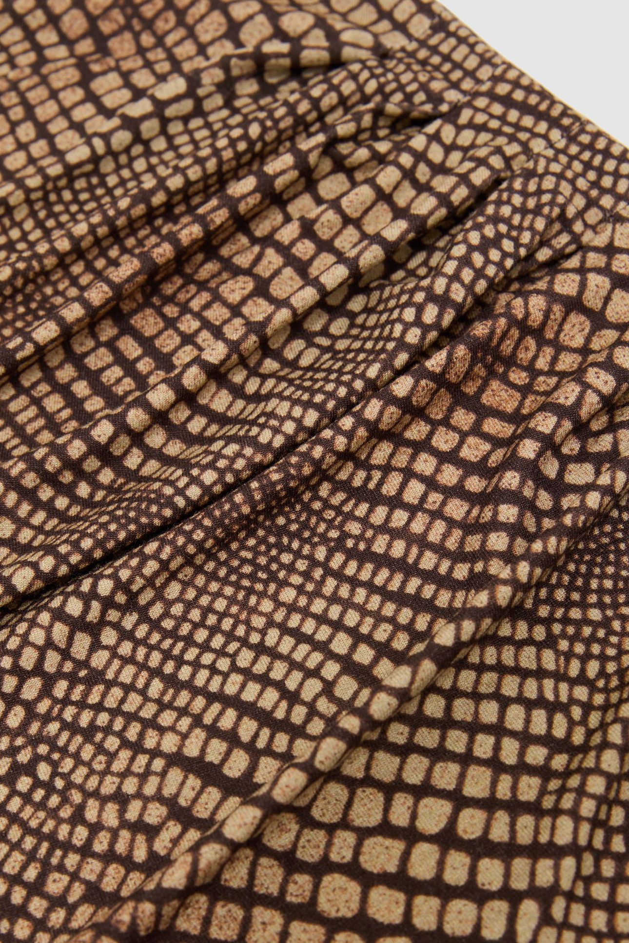 SNAKE PRINT JERSEY RACER DRESS BROWN 4