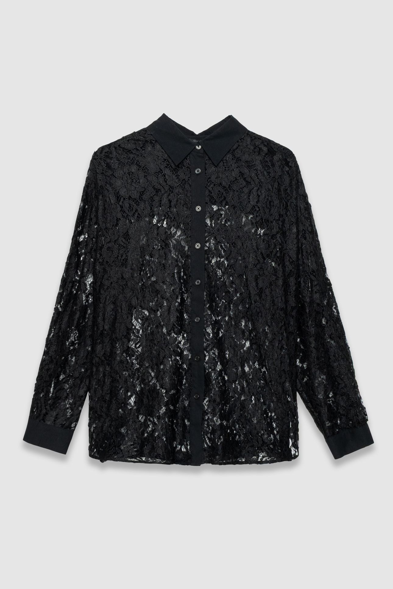BLACK LACE OVERSIZED LONG-SLEEVE SHIRT 4