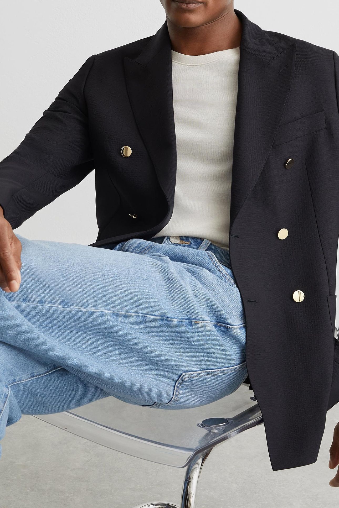 DB PEAK HOPSACK BLAZER NAVY 8