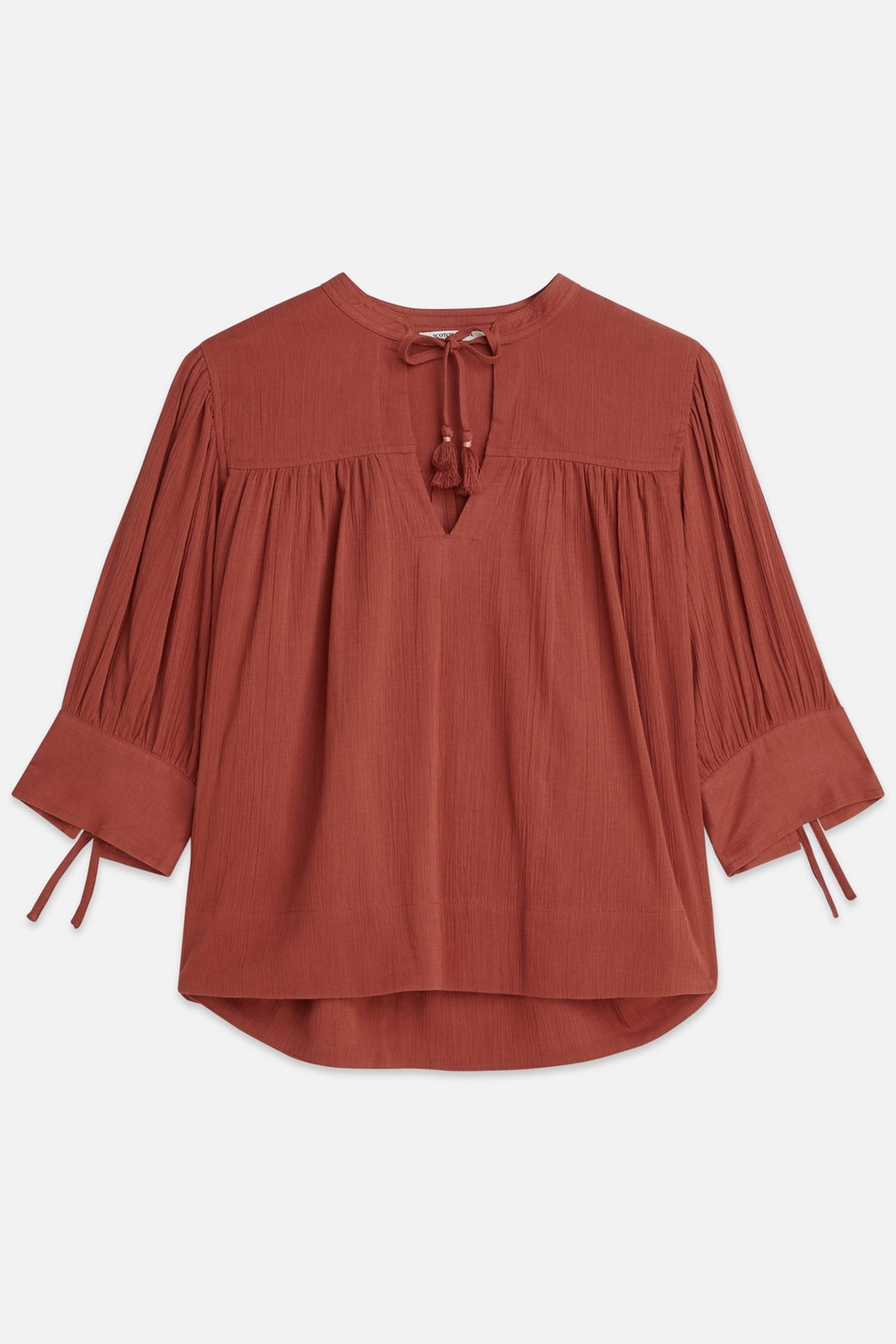 RELAXED BLOUSE WITH GATHERS BURNT HENNA 4