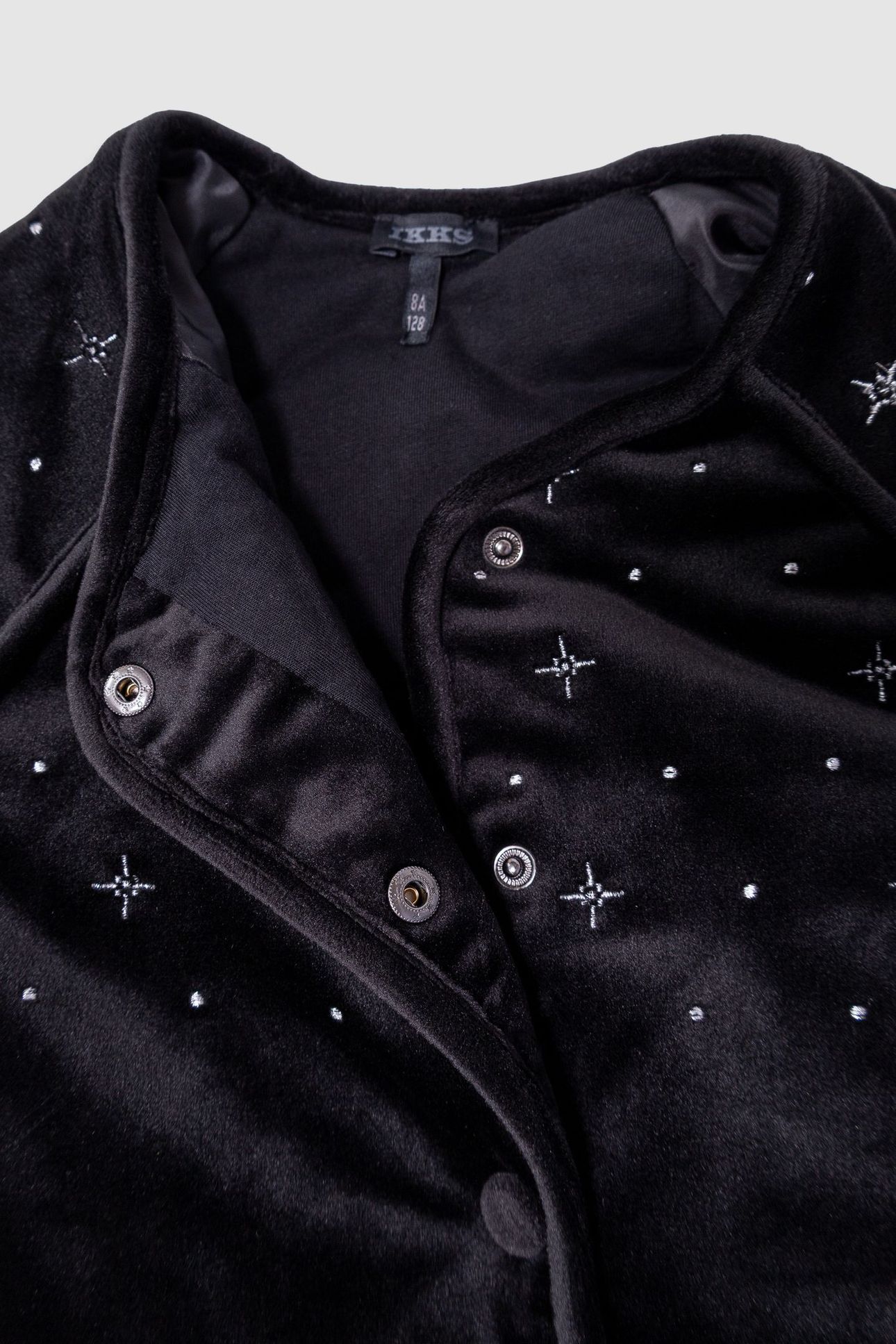 GIRLS’ BLACK QUILTED EMBROIDERED VELVET CARDIGAN 3