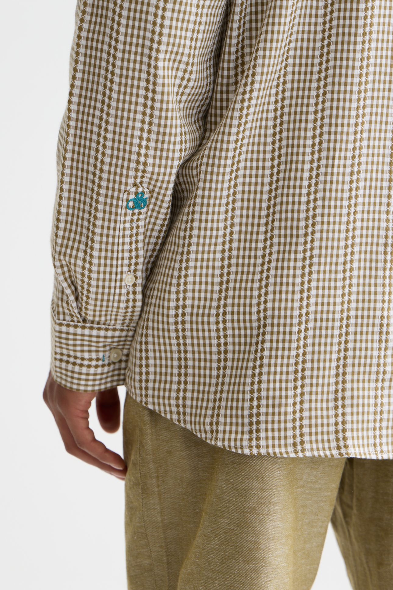 MICROCHECK COTTON POPLIN SHIRT DARK GREEN 6
